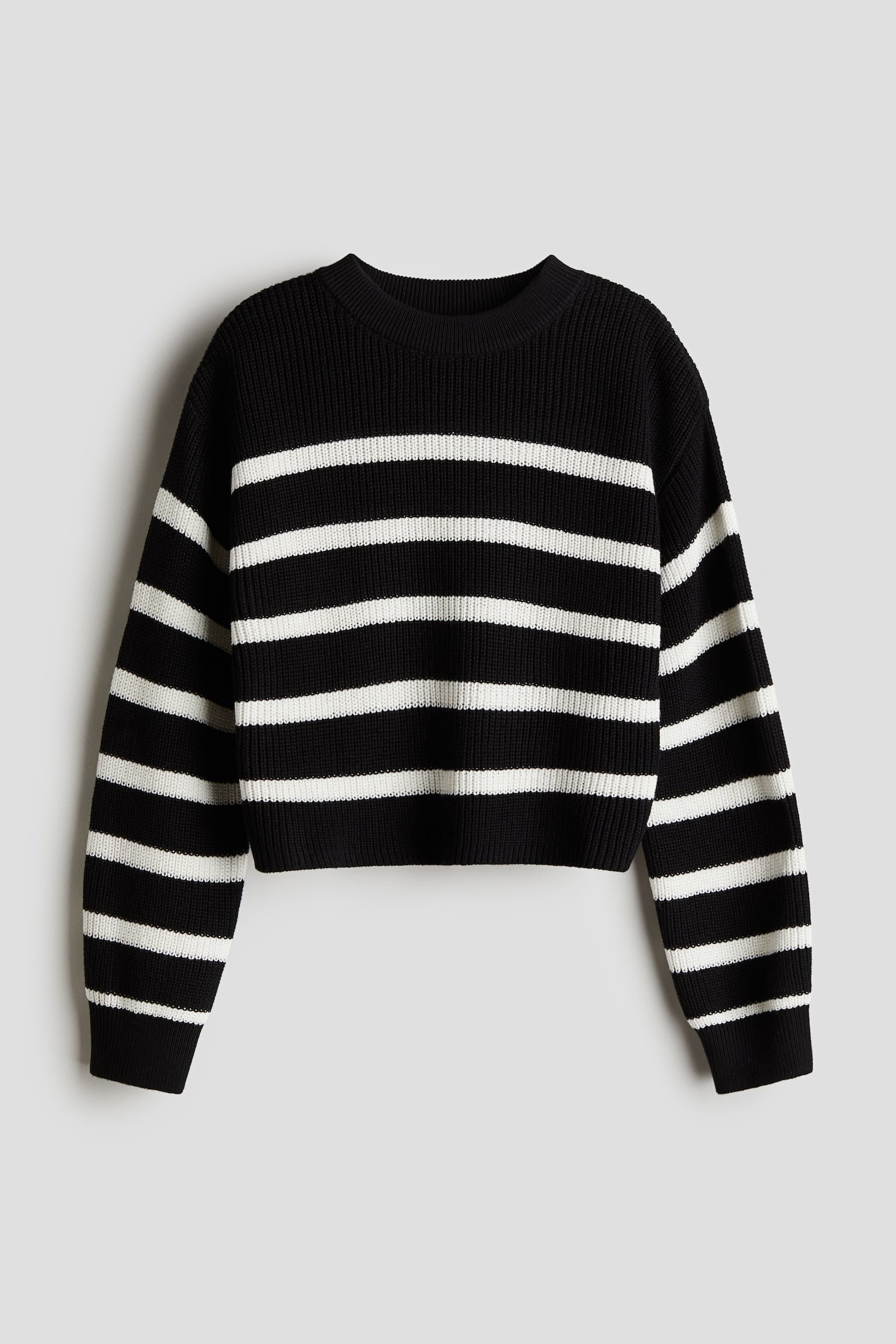 Rib-knit jumper - Black/Striped/Light beige/White/Black striped/Light blue - 1