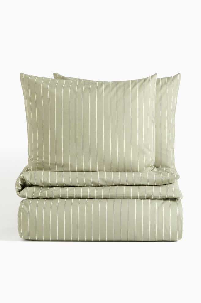 Set de funda de duvet King/Queen/Matrimonial - Verde tenue claro/Rayado/Rosa tenue/Rayado/Beige claro/Franjas - 1