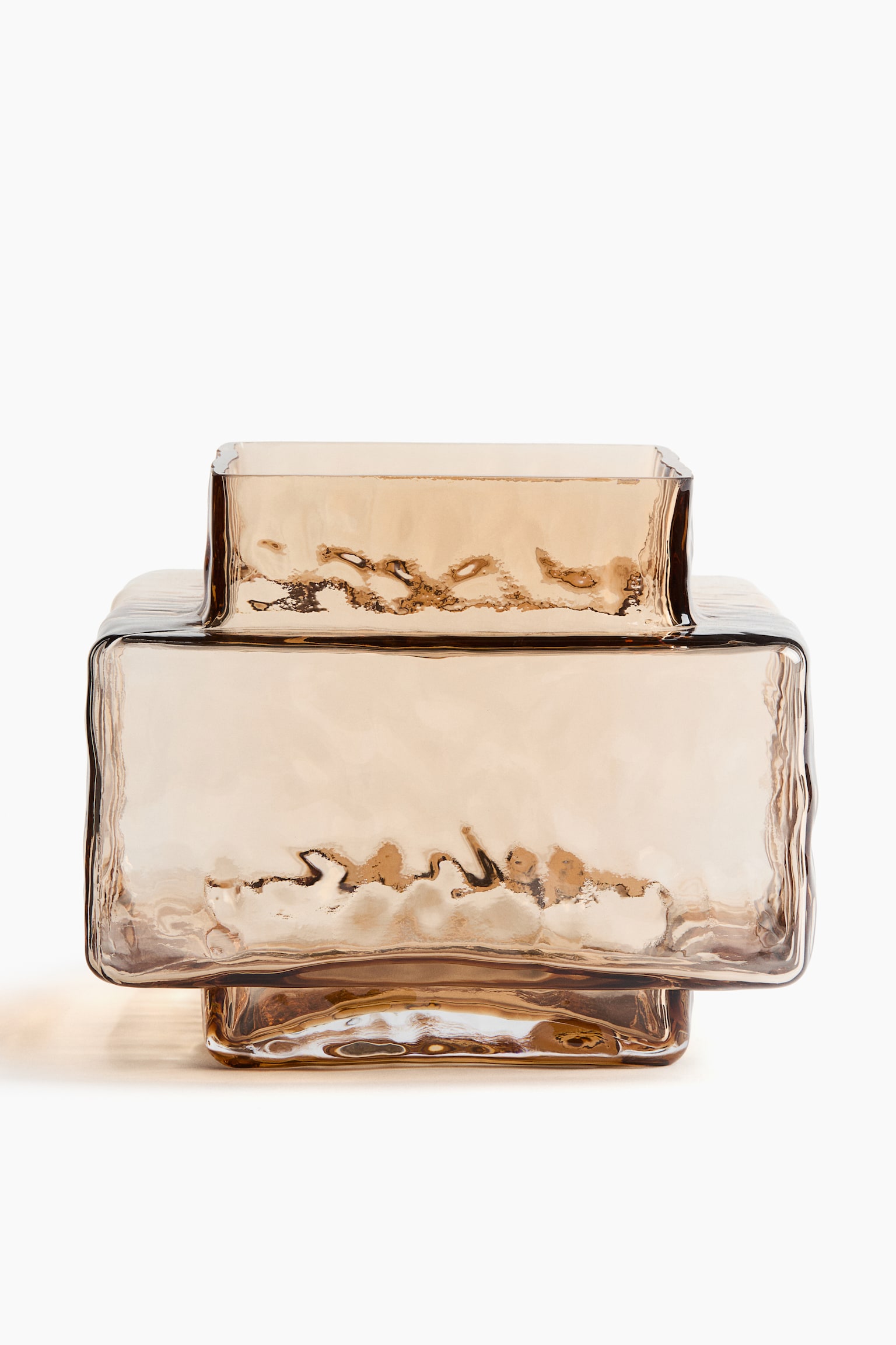 אגרטל זכוכית גדול עם טקסטורה - חום בהיר - 1