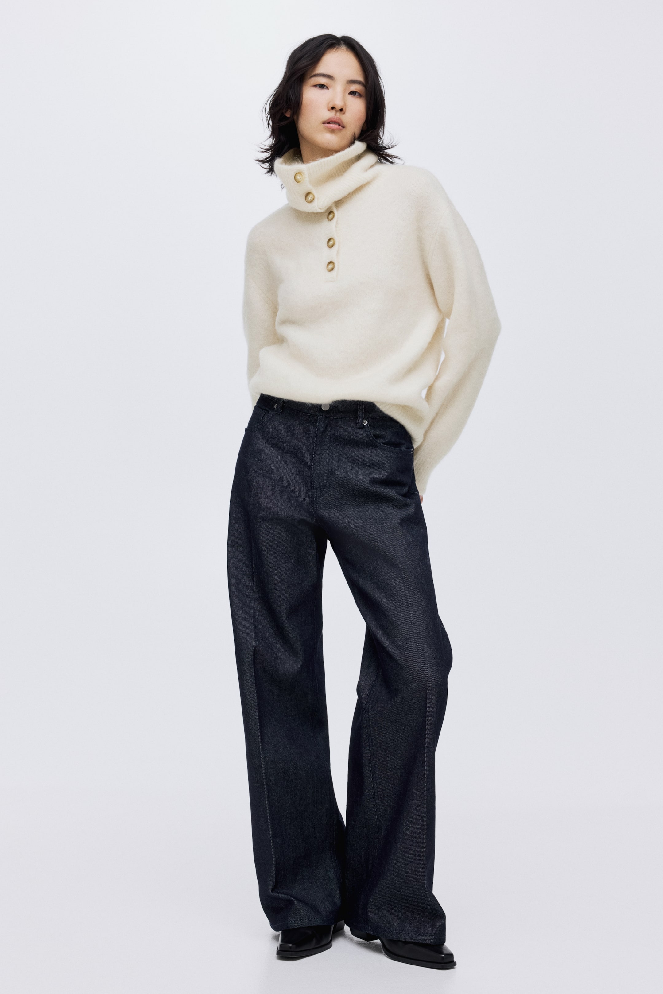 Zobacz większy obraz: Sweter z domieszką moheru - Kremowy - ONA | H&M PL 2