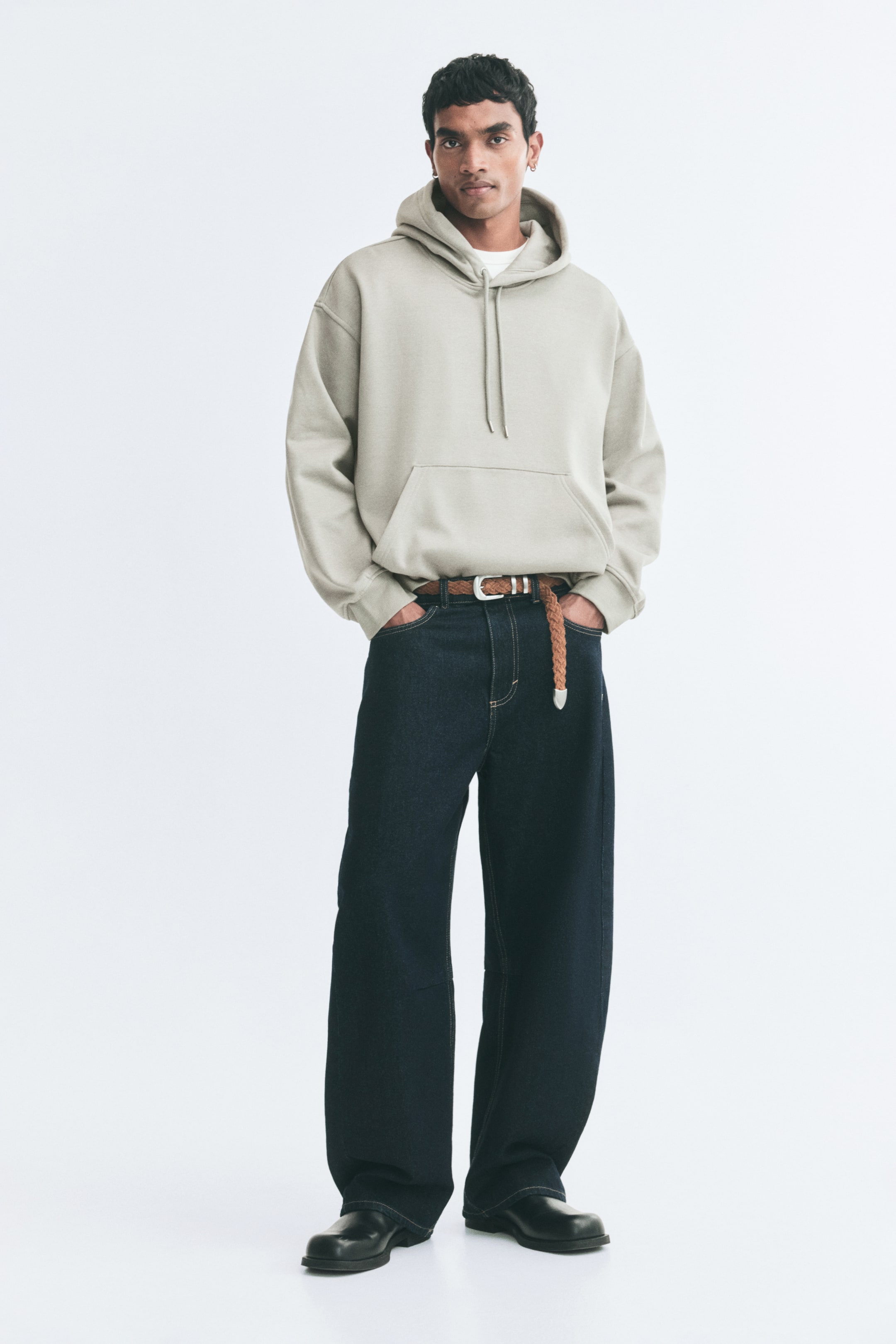 查看大圖: 寬鬆剪裁連帽上衣 - 淺卡其綠 - Men | H&M 1