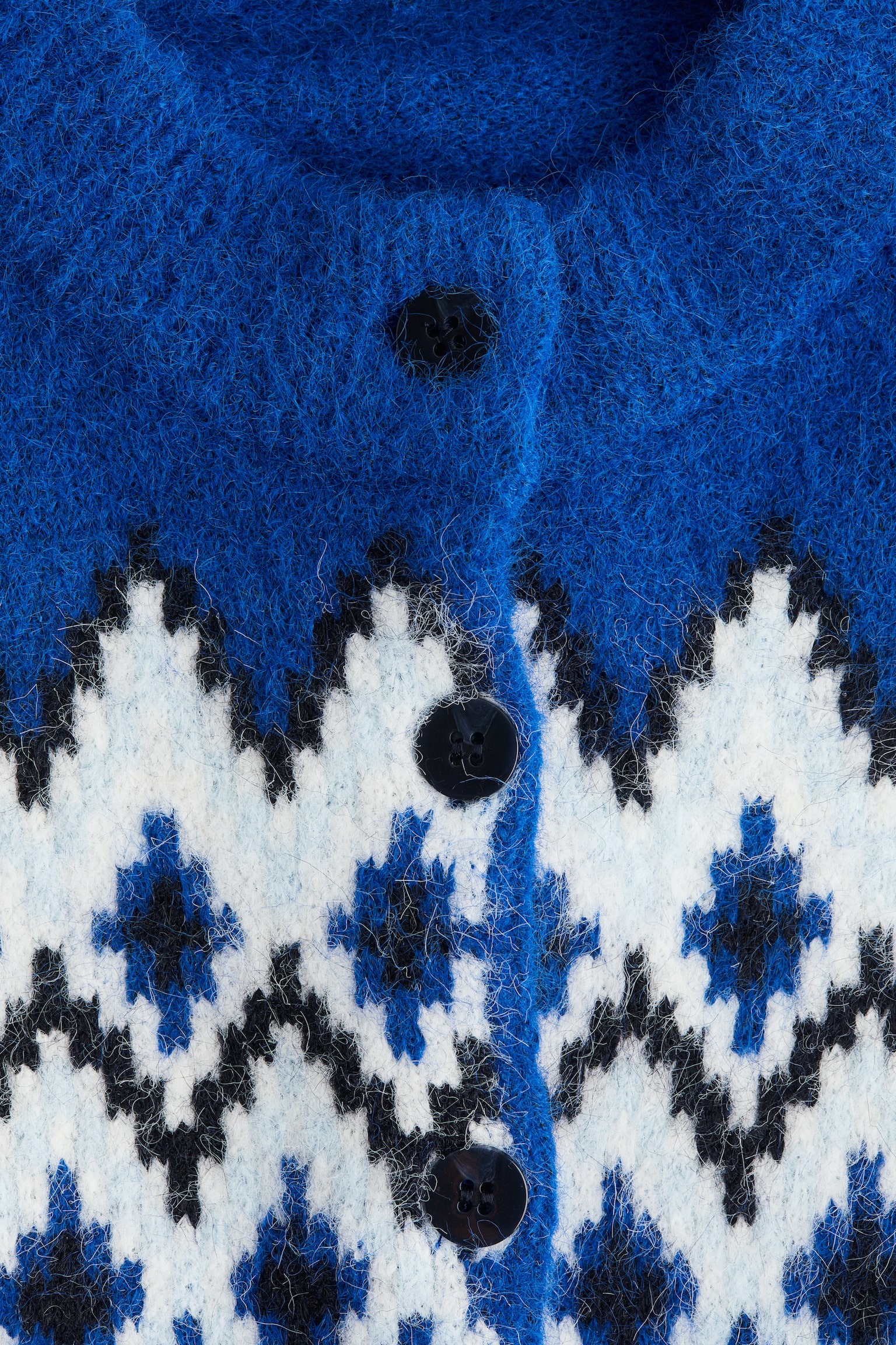 Jacquardstickad kofta - Klarblå/Mönstrad/Mörkgrön/Mönstrad - 3