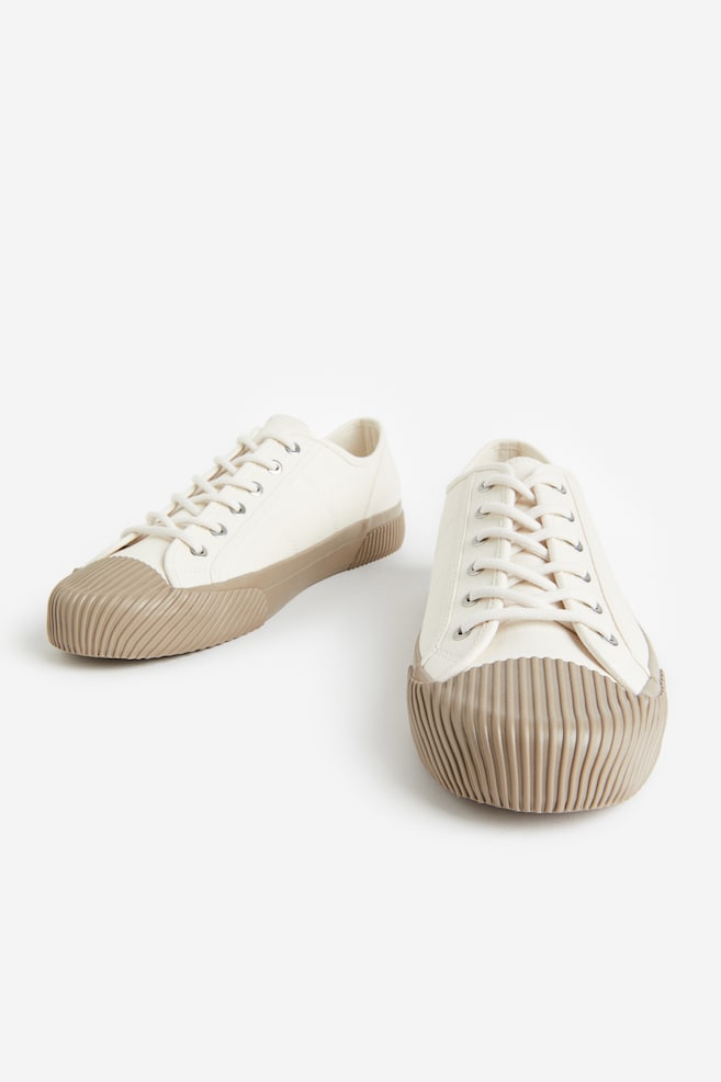 Sneakers en toile - Crème/beige/Vert kaki - 4