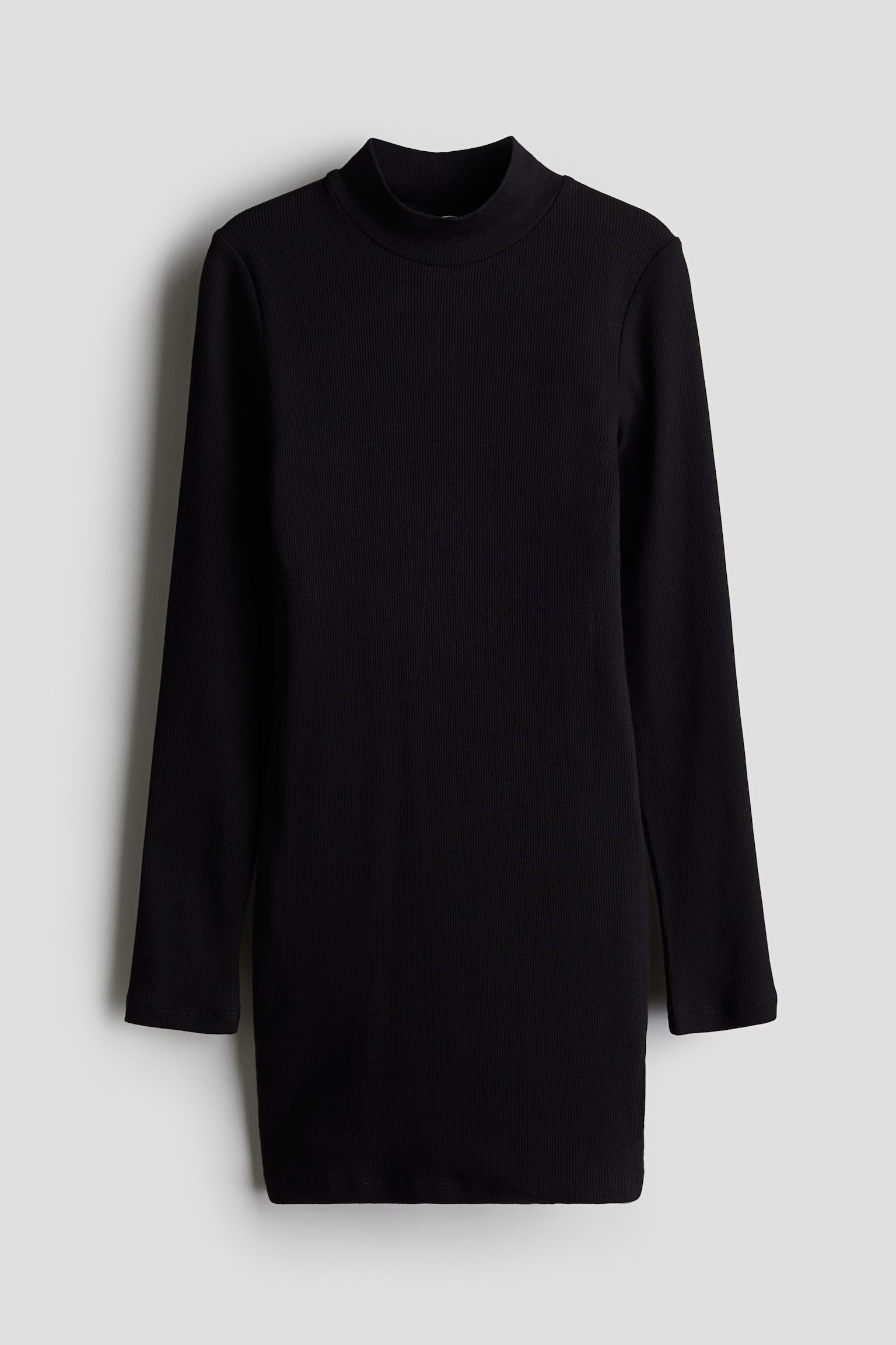 Ribbed turtleneck dress - Black/Navy blue - 1