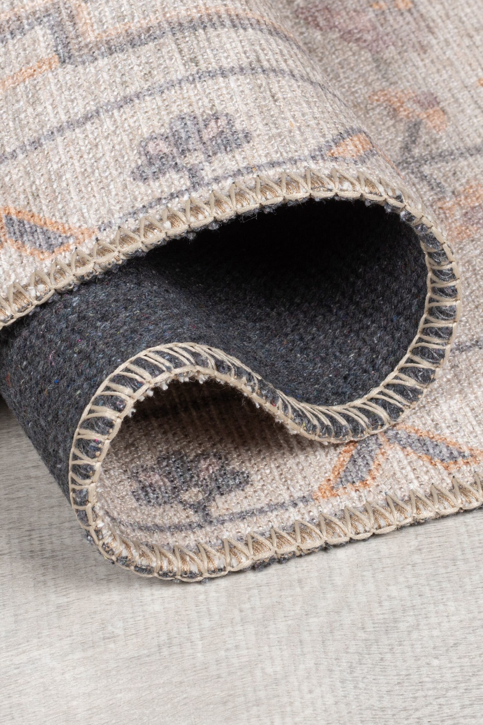 Teo Waschbarer Traditioneller Bodenläufer Teppich - Natürlich - 5