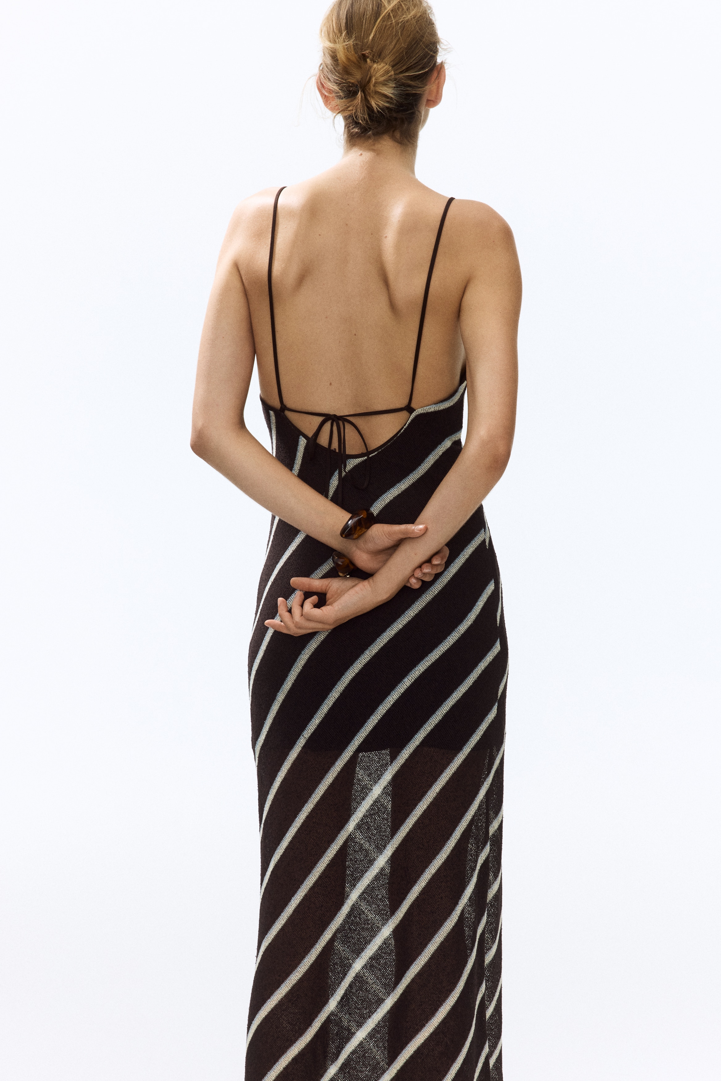 h&m black and white maxi dress H&M Black Cream Zebra Animal Print V Neck Twist Long Sleeve Maxi Dress Size  L