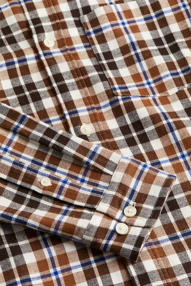 Skjorte i flonel Regular Fit - Brun/Ternet/Blå/Ternet - 6