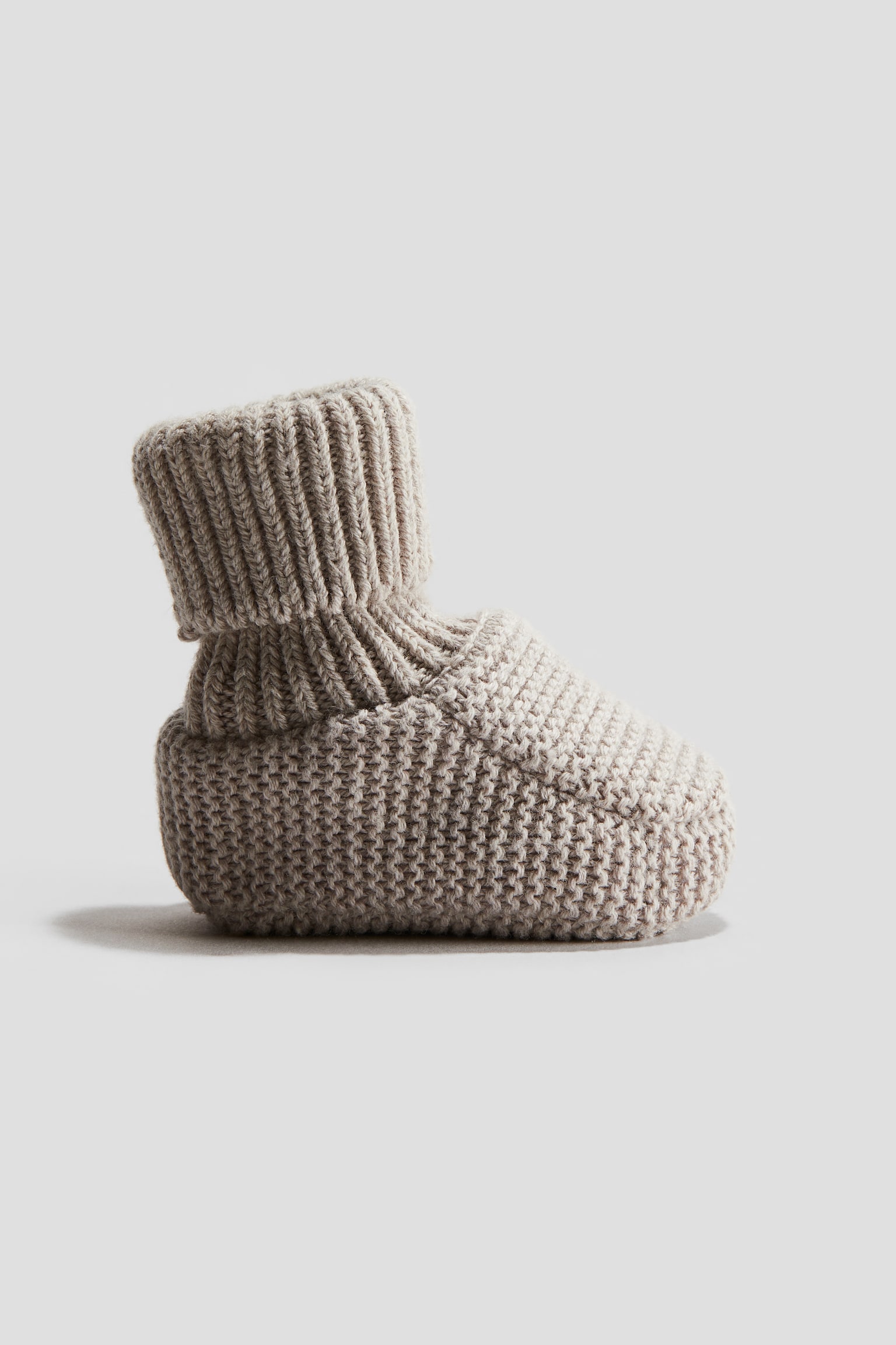 Cotton-knit bootees - Light beige/Light dusty pink - 1