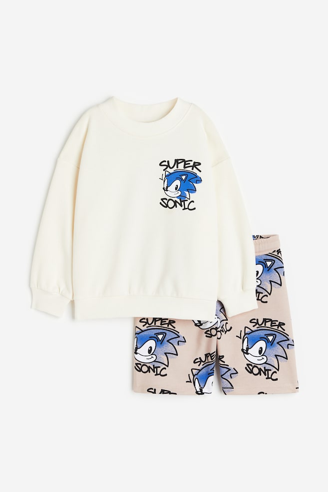 2-piece printed sweatshirt set - Cream/Sonic the Hedgehog - 1