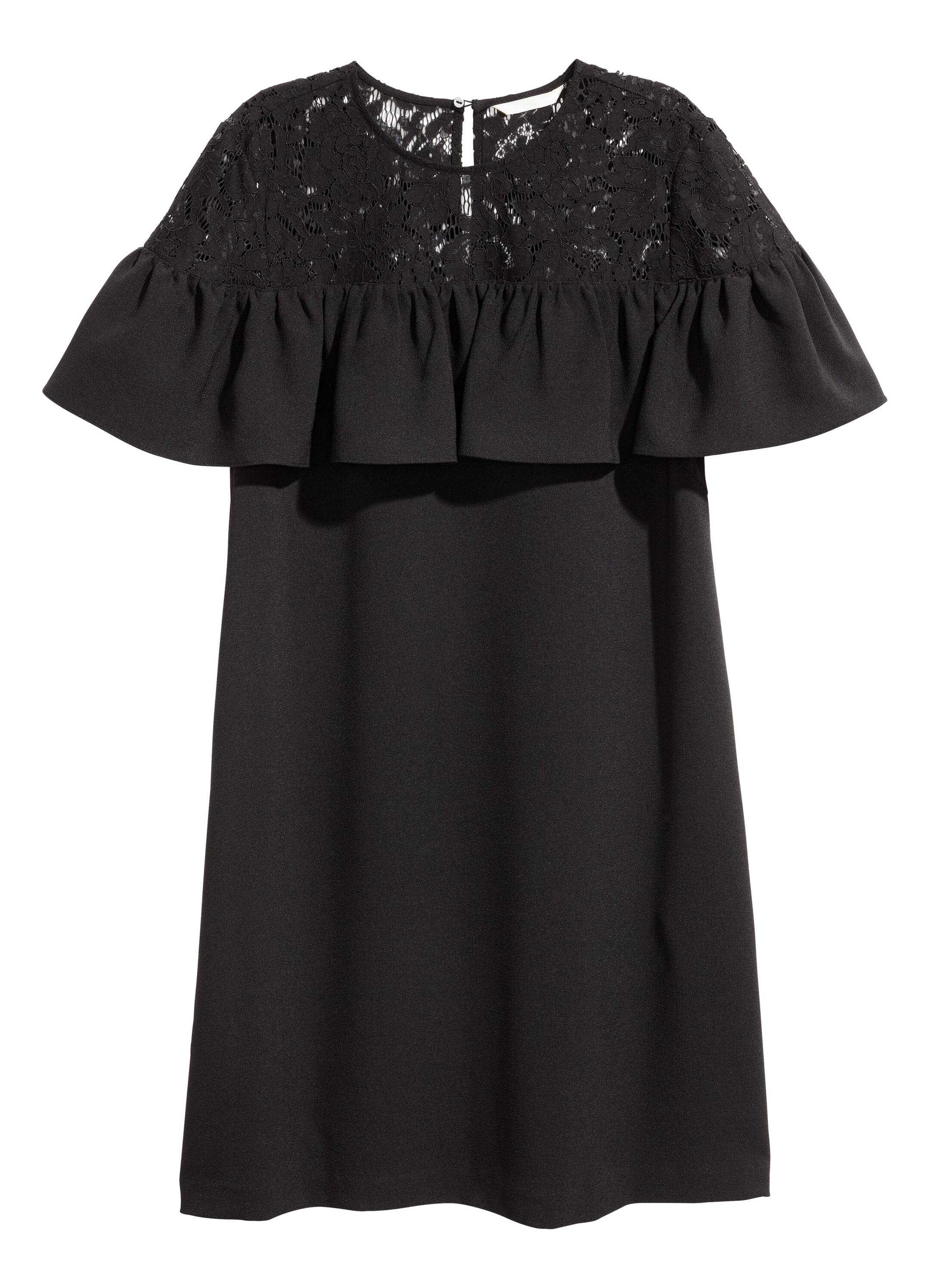 View larger image: Dress with a lace yoke - Black - Ladies | H&M GB 1