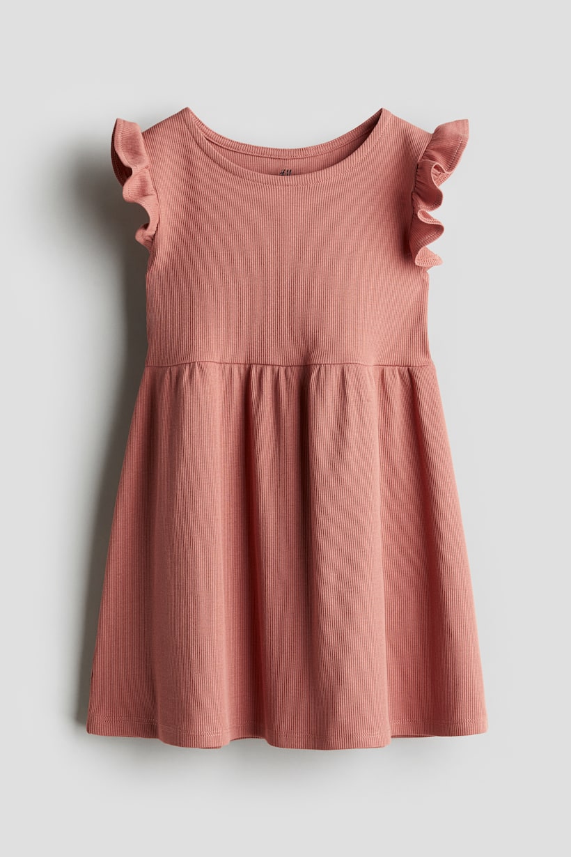 Light rust red Ribbed Jersey Dress for kids | H&M US