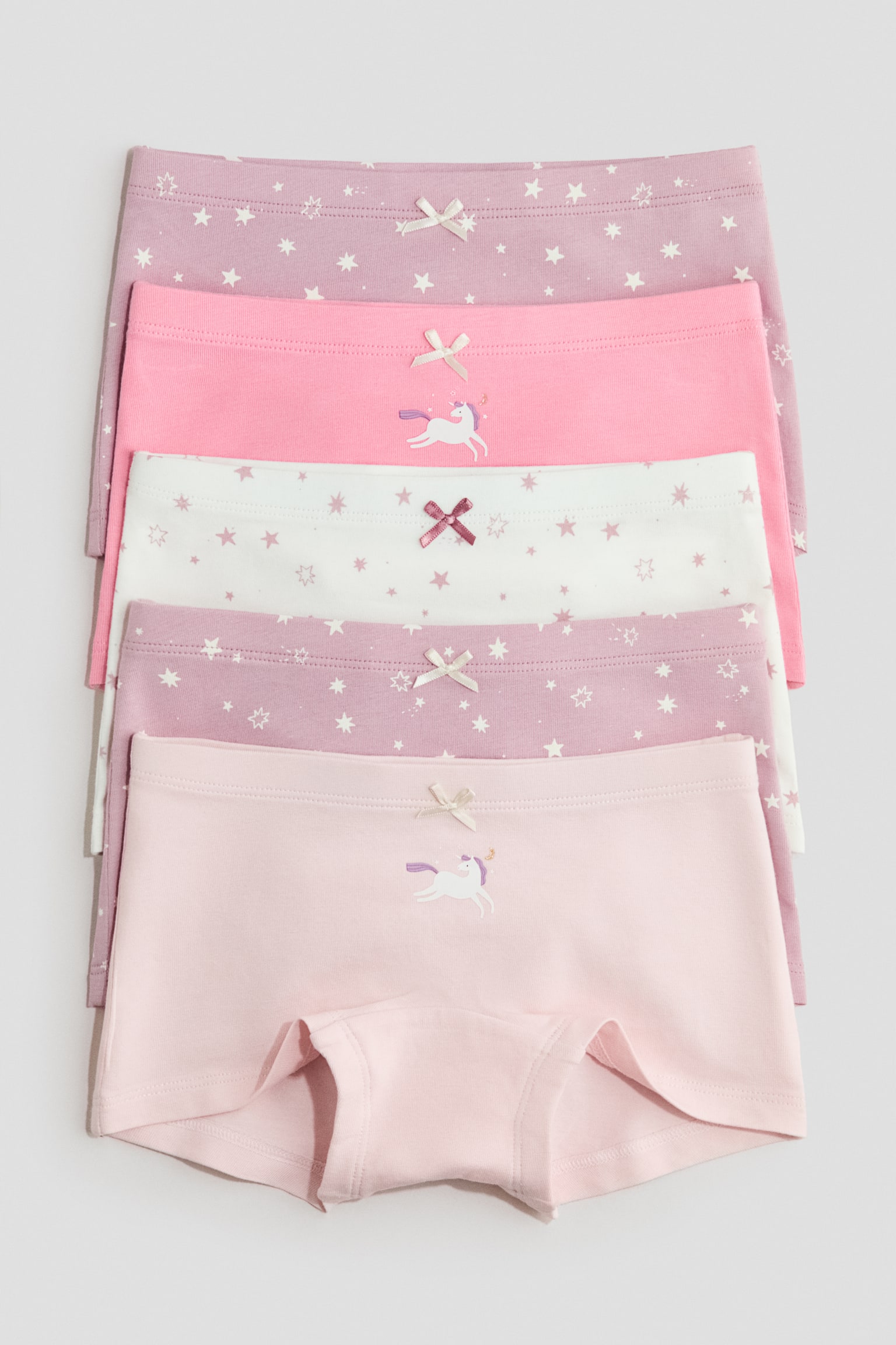 Boxer in cotone 5 pezzi - Rosa chiaro/stelle/Bianco/cuori/Light grey marl/Hearts