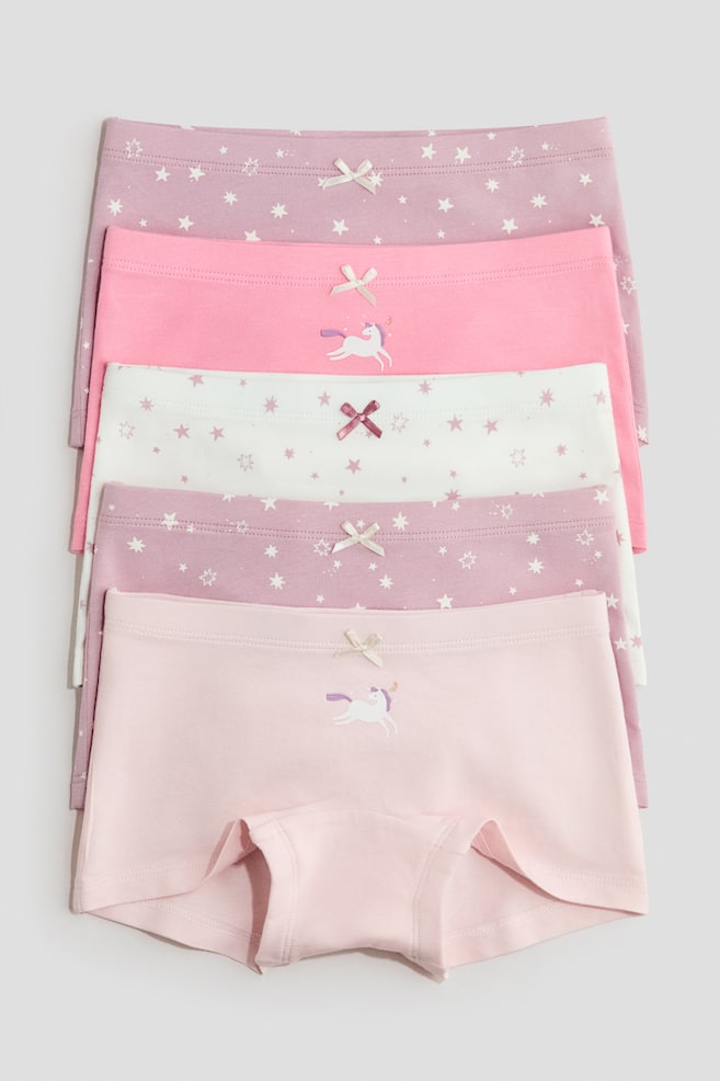 5-Pack Cotton Boxer Briefs - Light pink/stars/Light turquoise/unicorns/White/hearts/Light gray melange/hearts - 1