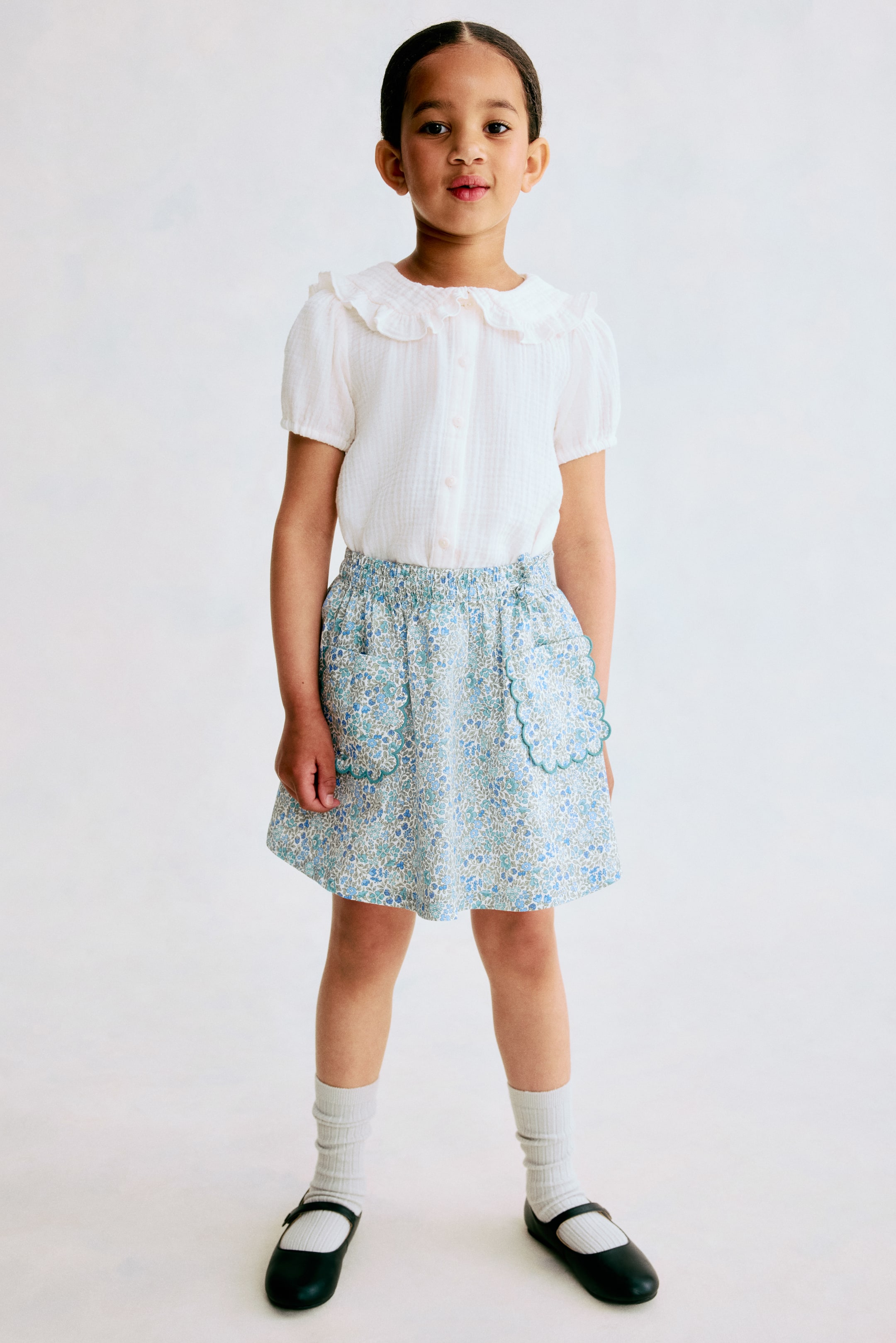 Детские юбки H&M Floral-Print Poplin Skirt — фото 3