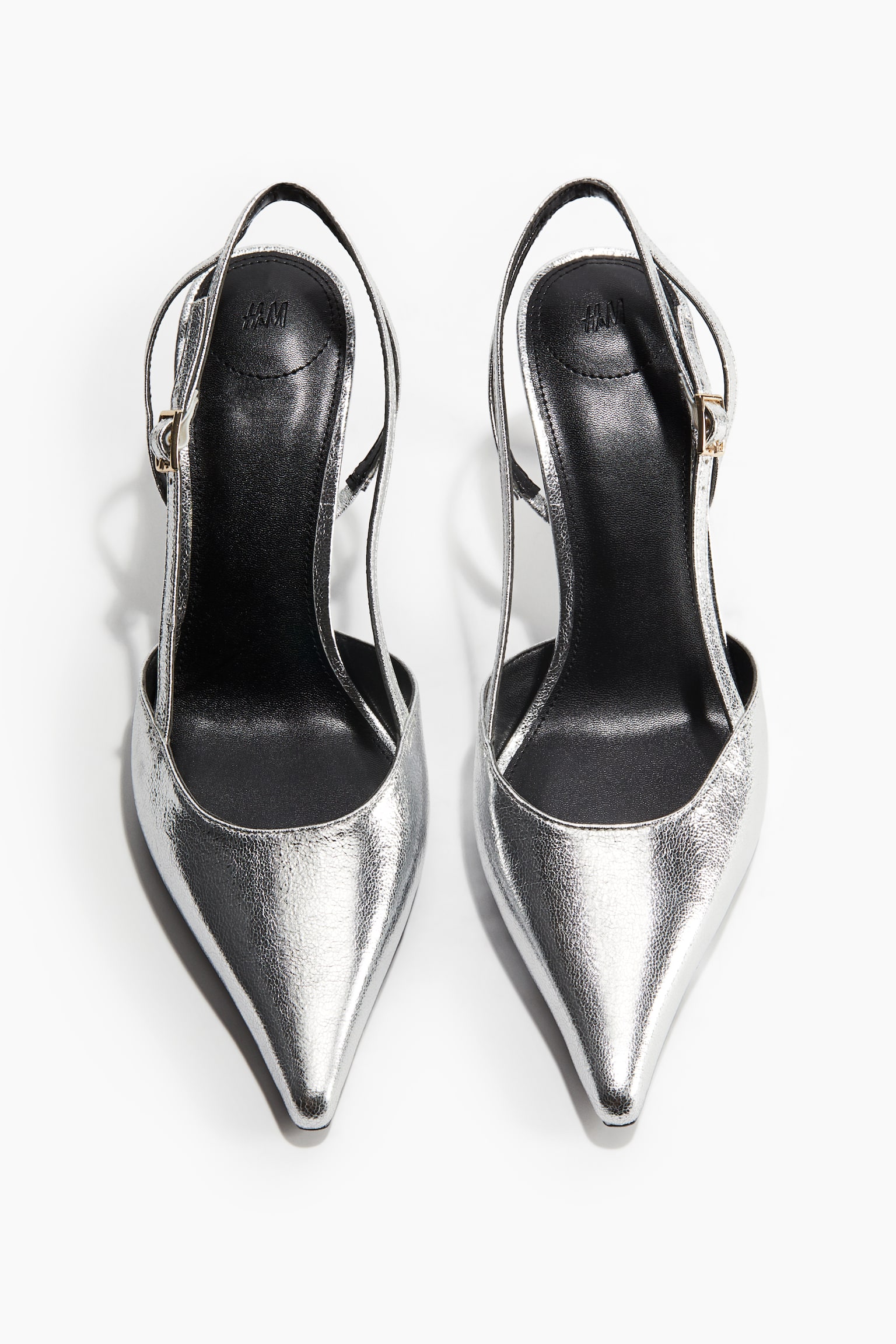 Pointed slingback court shoes - Silver-coloured/Black - 4