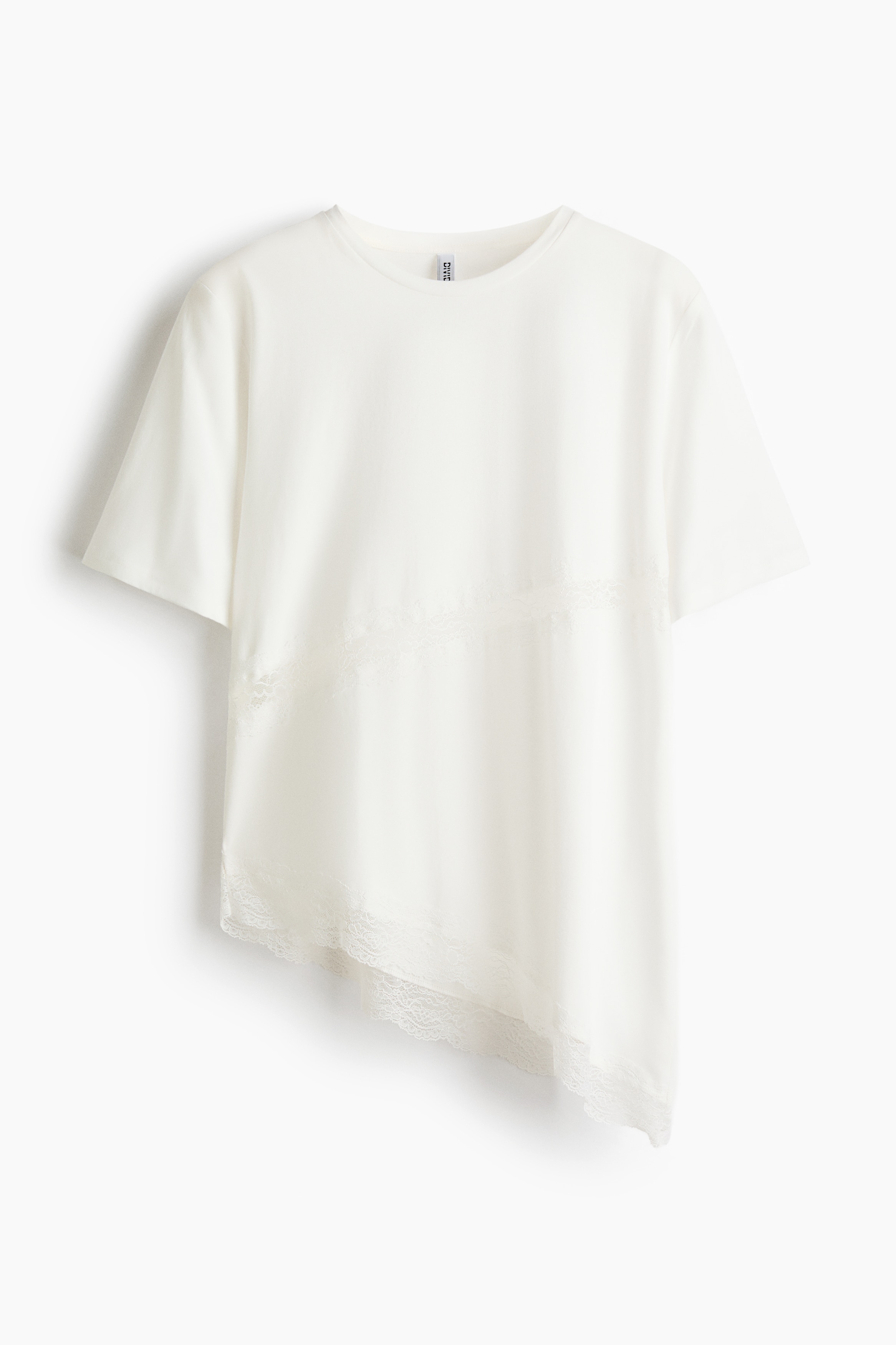 Lace-trimmed T-shirt - White/Black