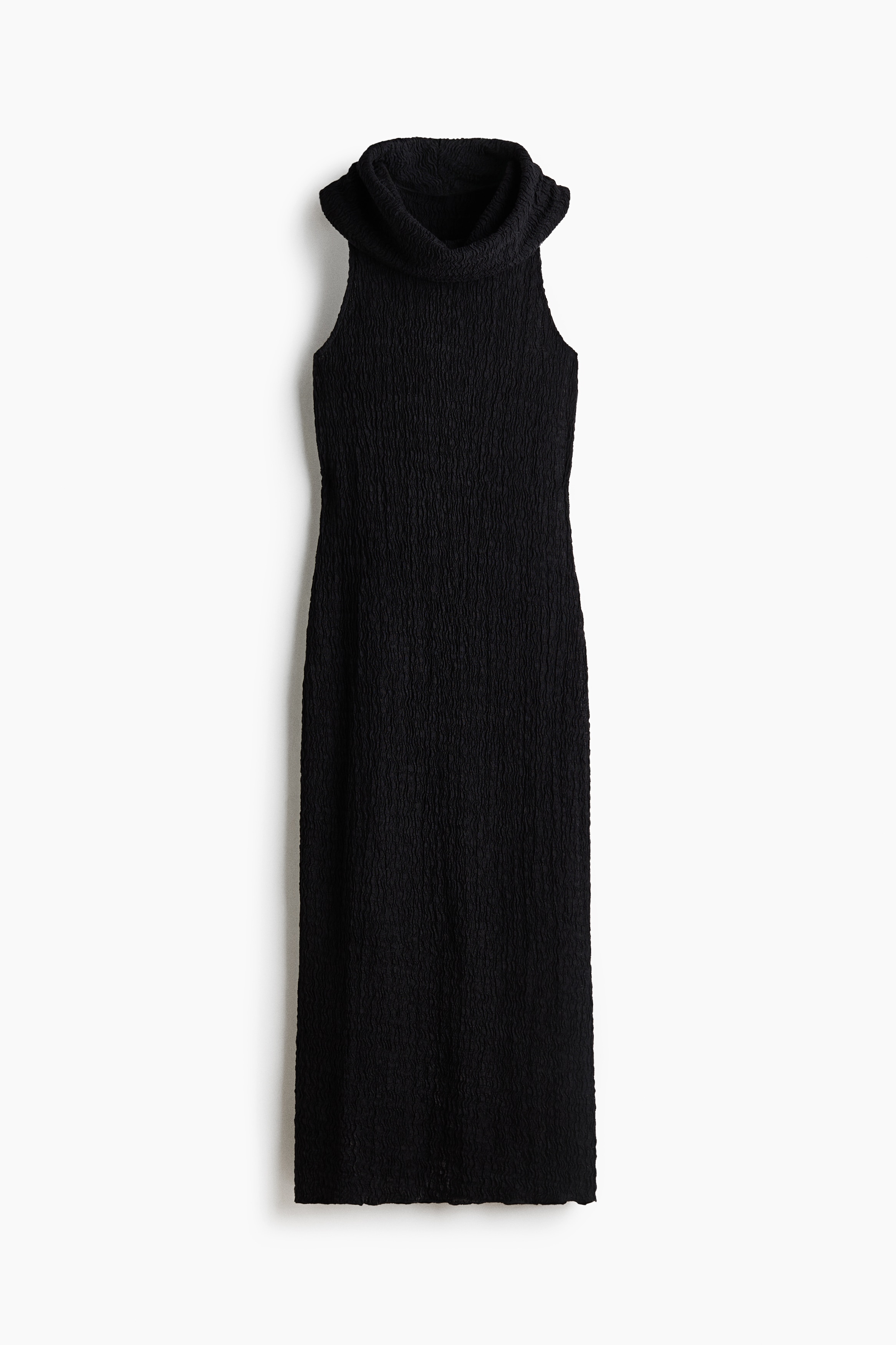 Crinkled cowl-neck dress - Black