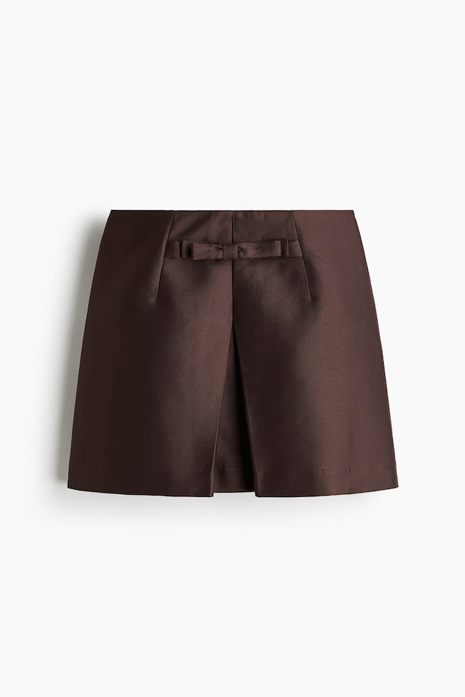 Bow-front mini skirt - Dark brown - 1