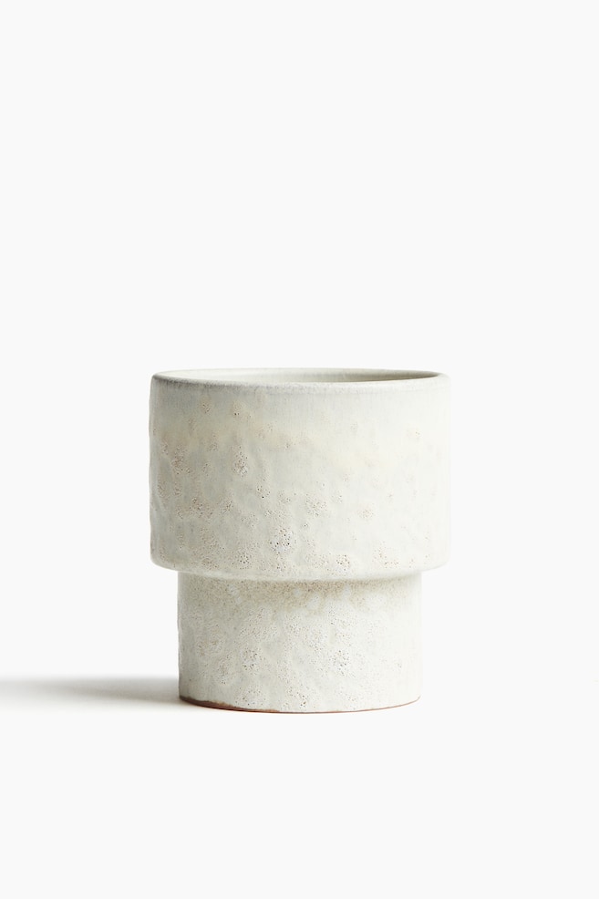 Extra-Small Terracotta Plant Pot - White/Green - 1