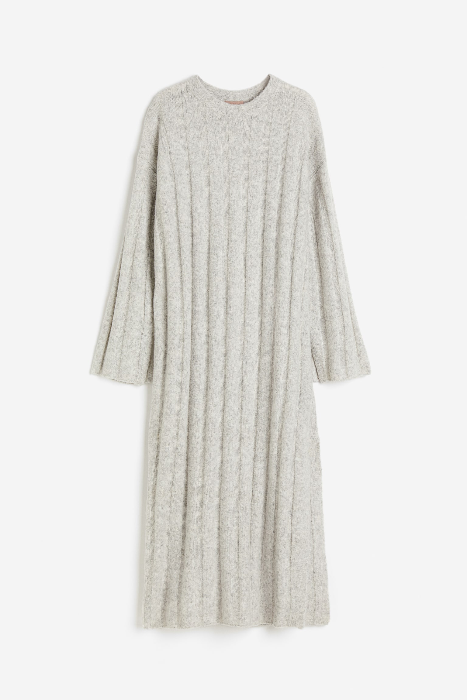 Oversized Rib Knit Dress - Light greige - 1