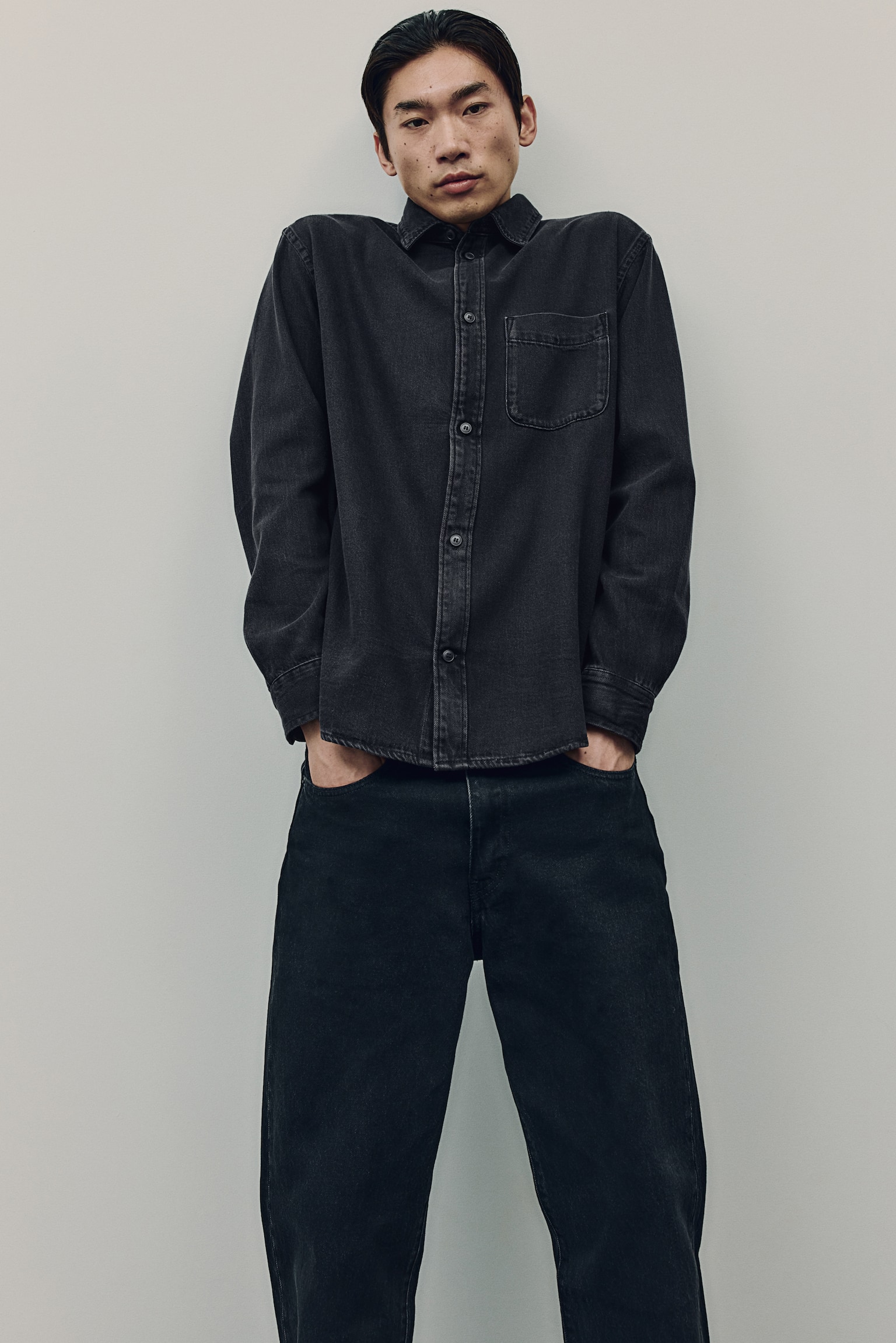 Regular Fit Denim shirt - Black/Blue - 1