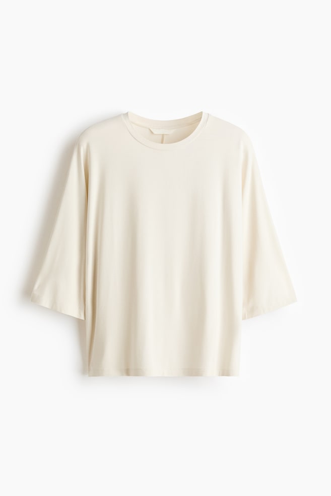 Batwing-Sleeved Viscose Top - Cream/Black/Dark brown - 1