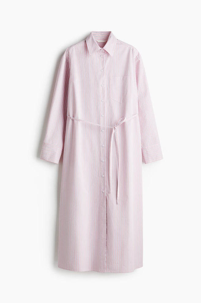 Tie-belt shirt dress - Light pink/Striped/Light blue/Striped - 1