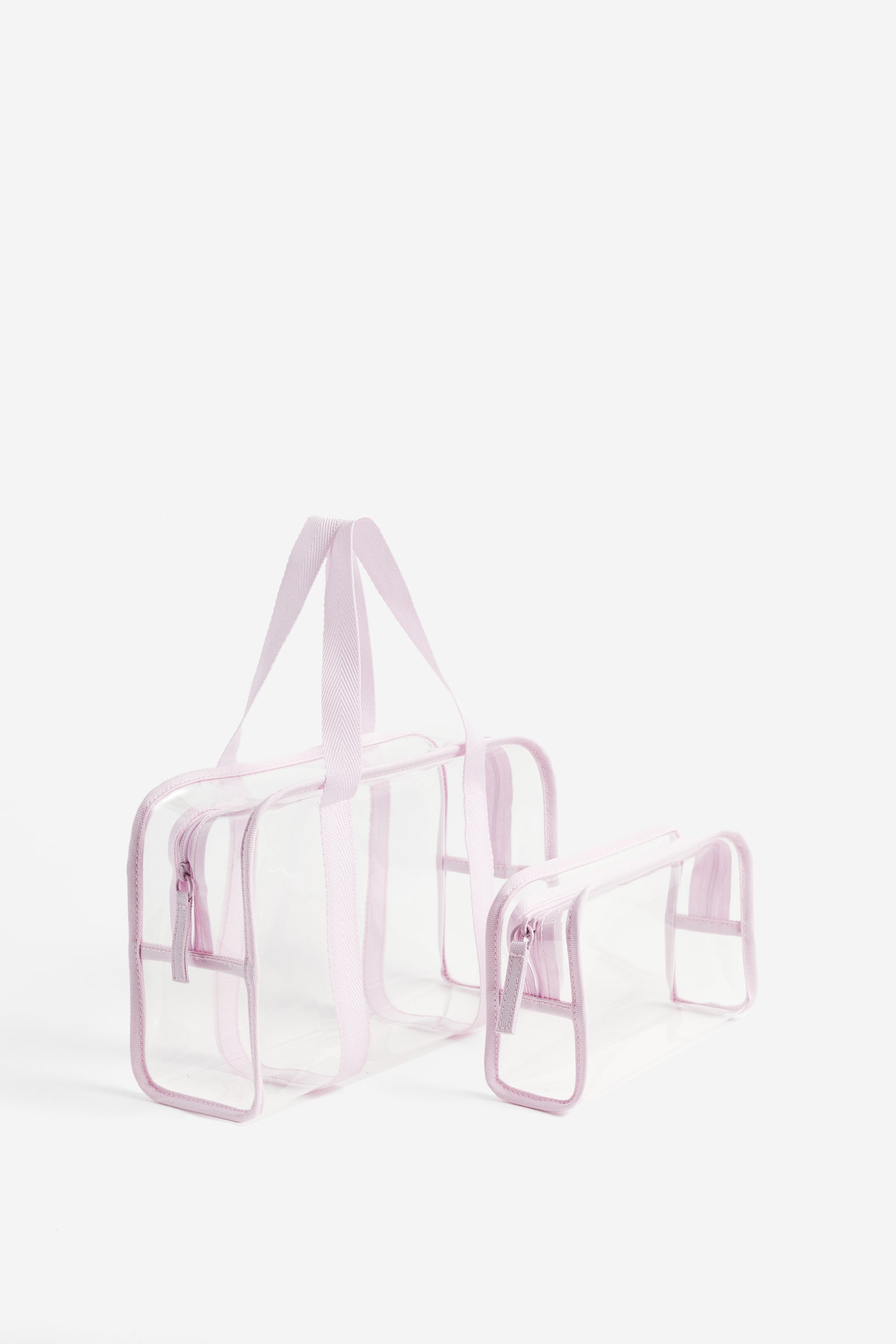 Lot de 2 trousses de toilette transparentes - Transparent/violet clair/Rose clair - 2