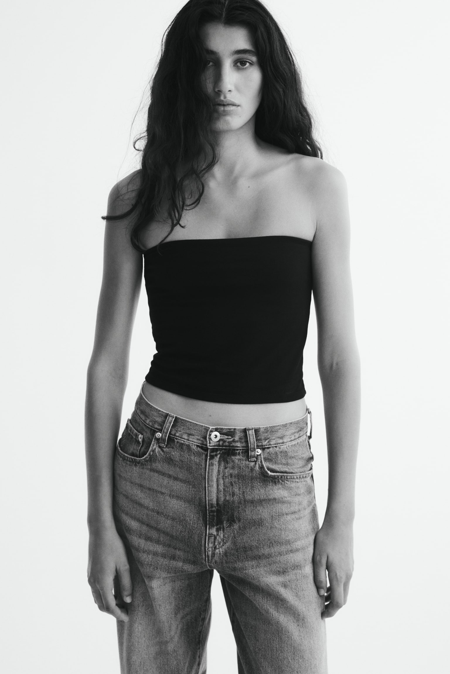 Женский топ H&M Cotton Tube Top, цвет: Чёрный — фото 2