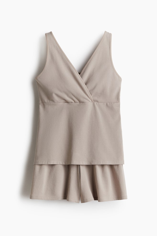 MAMA Pijama de lactancia en algodón - Beige - 1