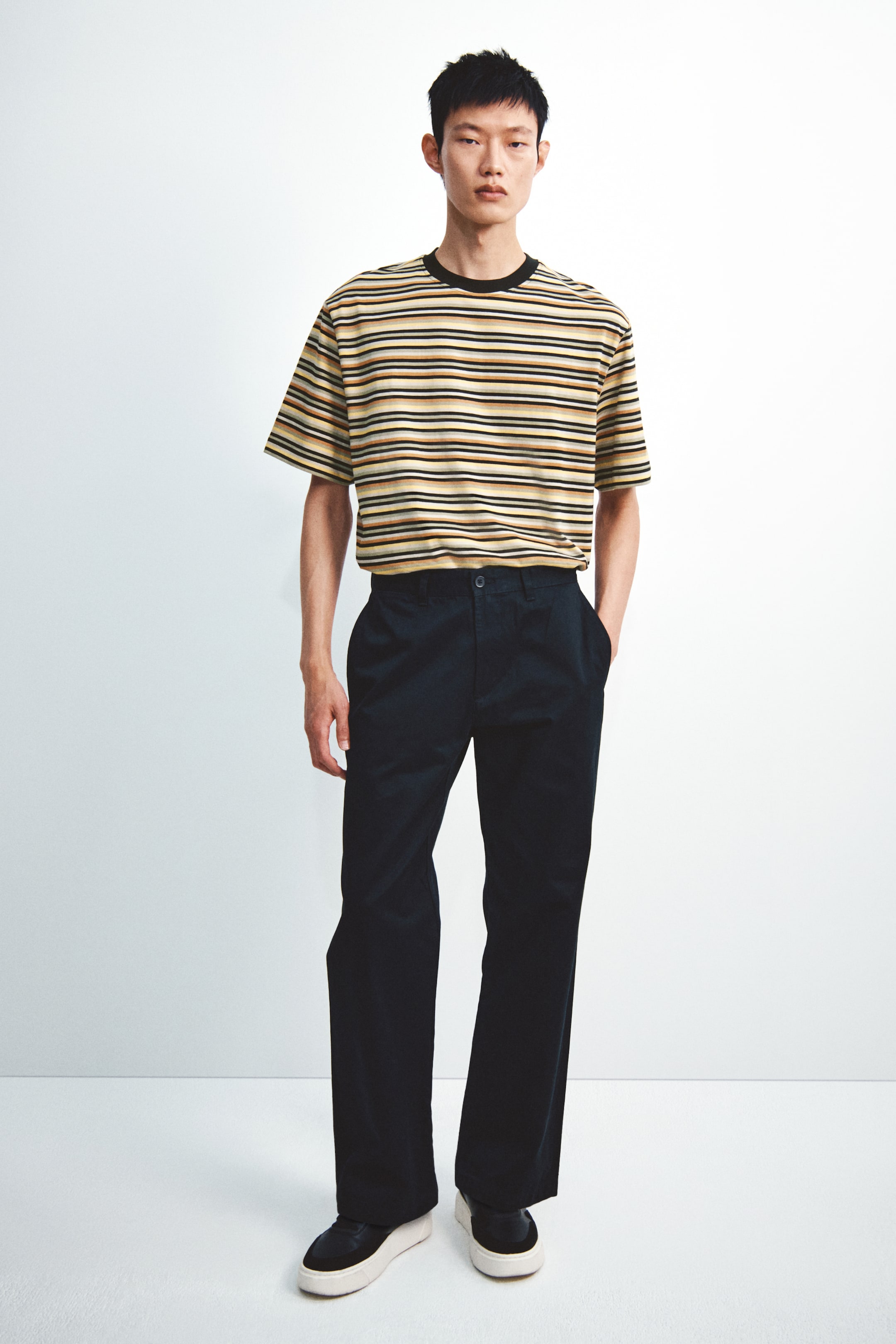 View larger image: Cotton T-shirt - Black/Striped - Men | H&M MY 2