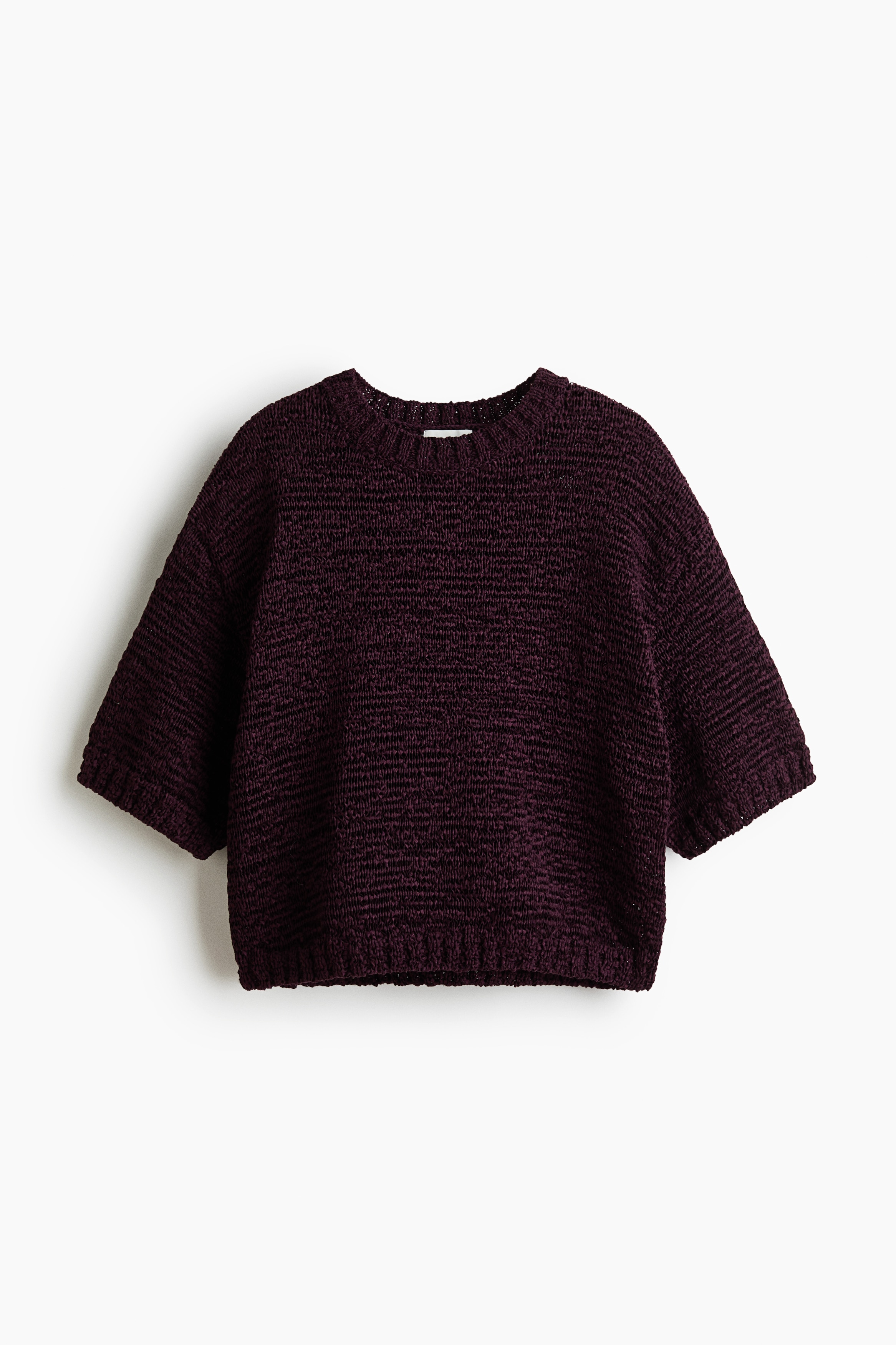 Boxy-style knitted top - Dark purple