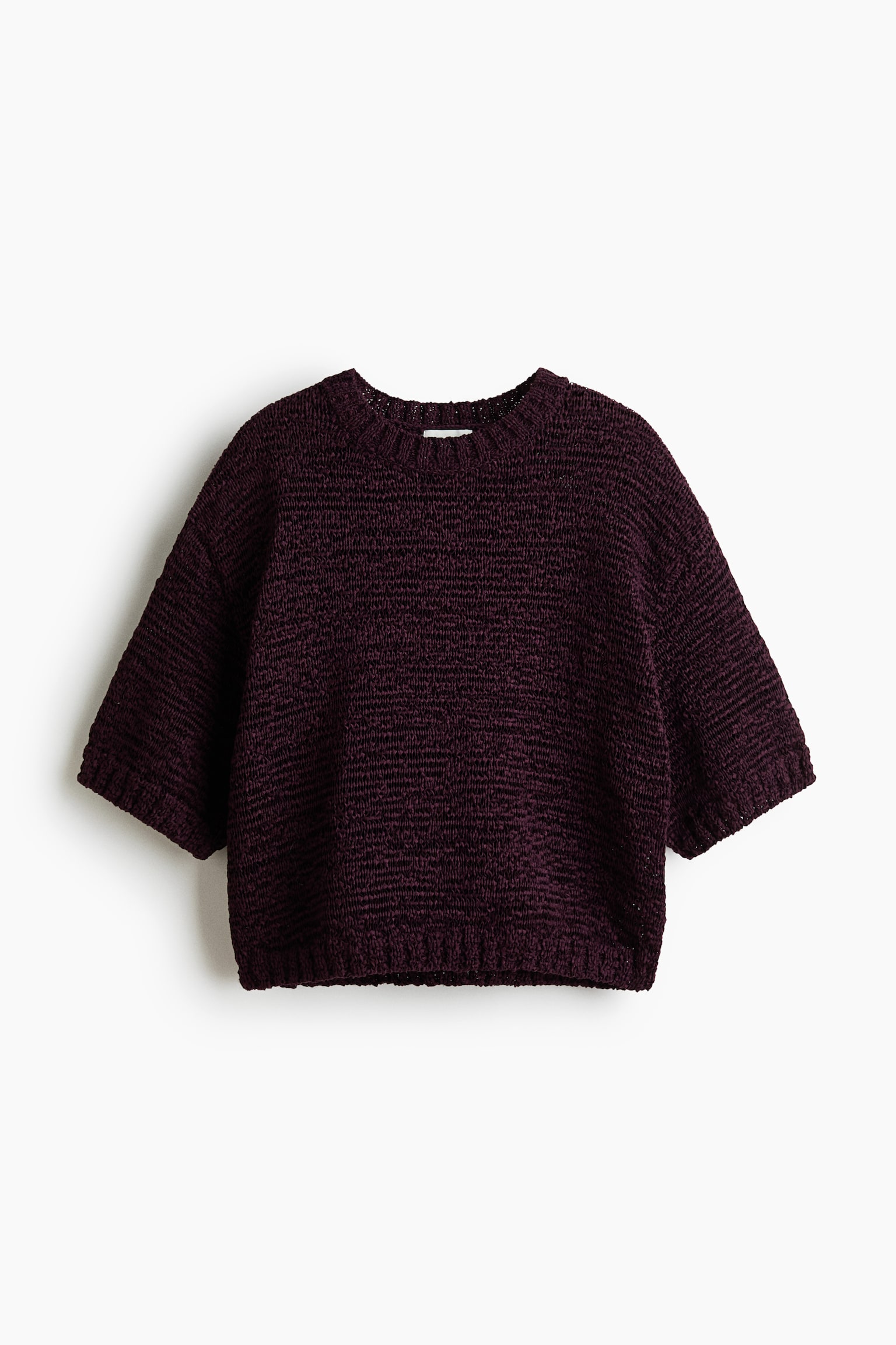 Boxy-style knitted top - Dark purple