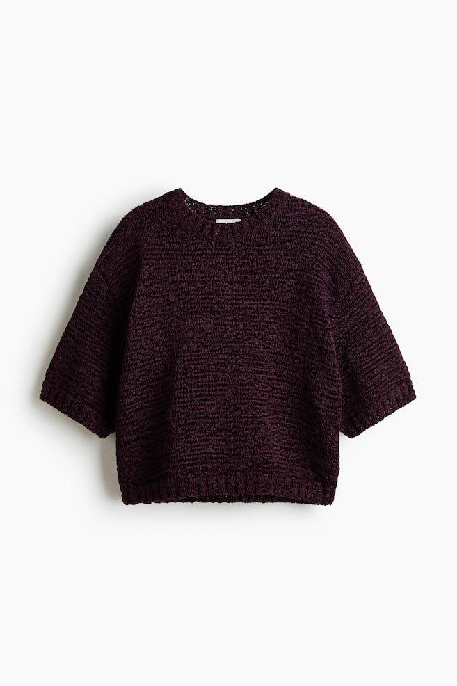 Boxy-Style Knit Top - Dark purple - 1