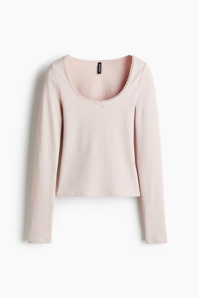 Ribbed Jersey Top - Powder pink/White/White/floral - 1