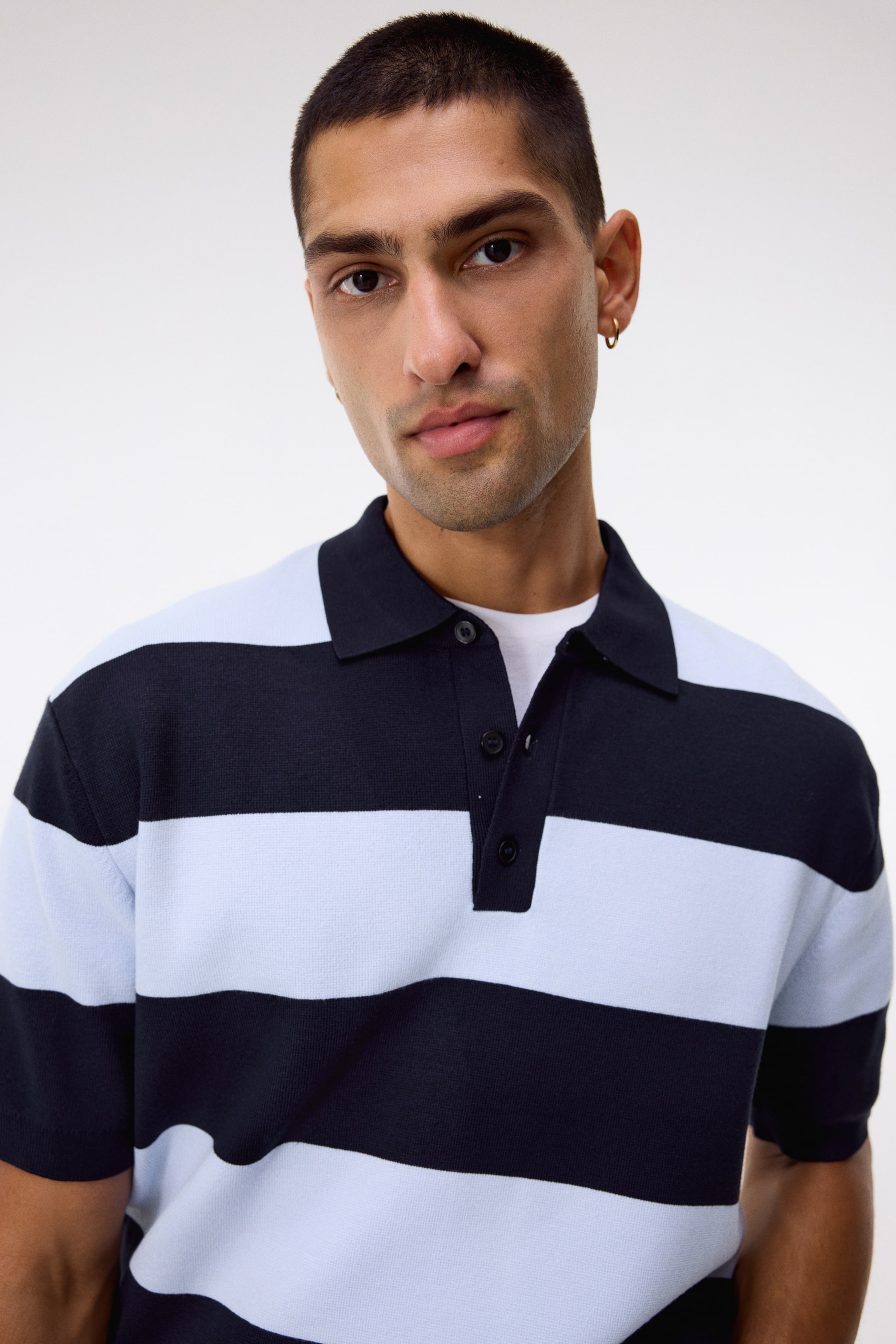 View larger image: Regular Fit Polo shirt - Navy blue/Striped - Men | H&M SG 2