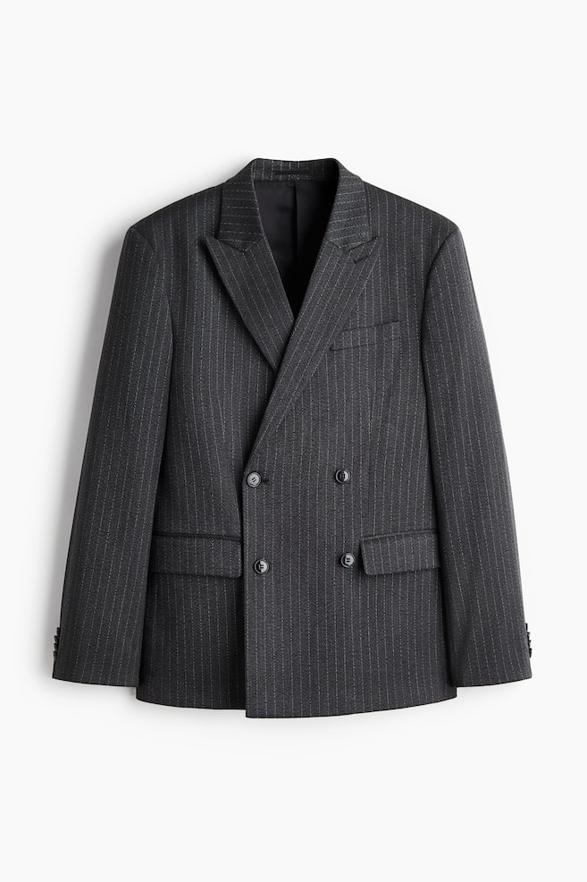 Veste Relaxed Fit à fermeture croisée - Gris foncé/rayures tennis/Gris/Beige - 1