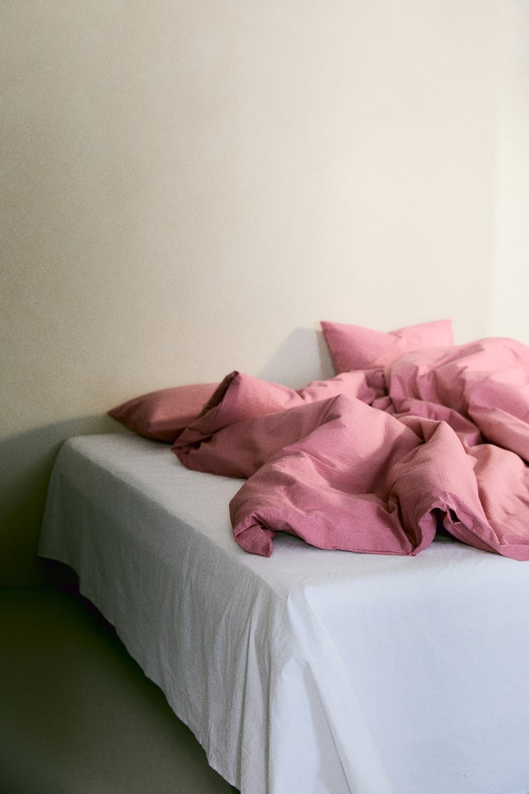 Parure de couette lit double en seersucker