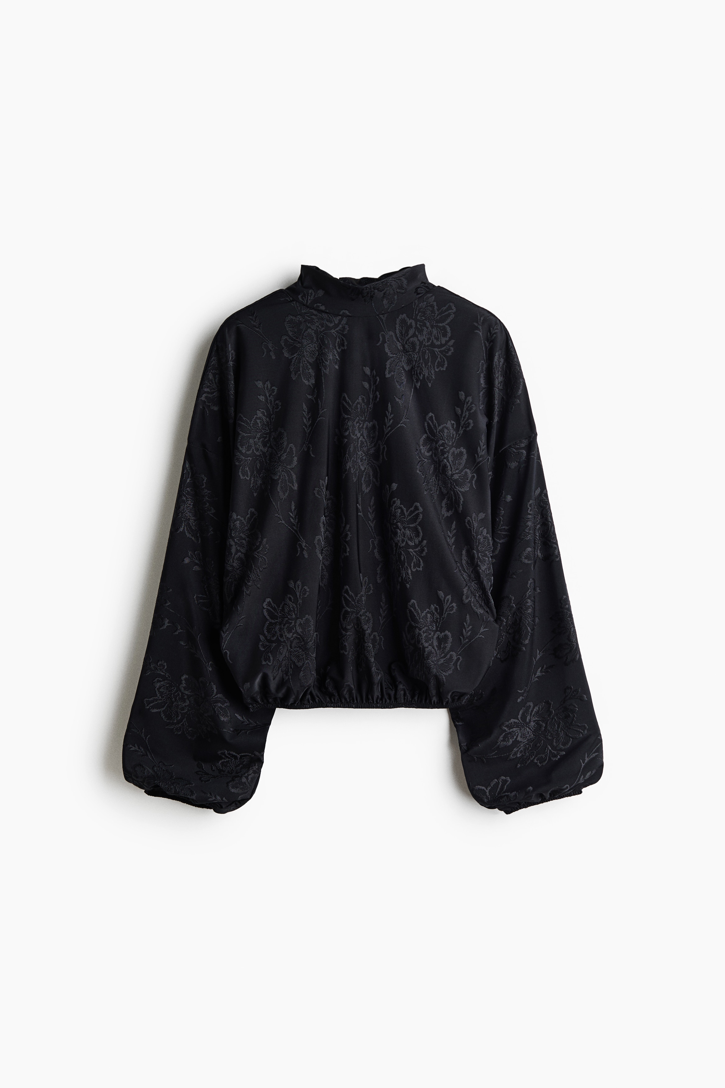 Tie-detail jacquard-jersey blouse - Black