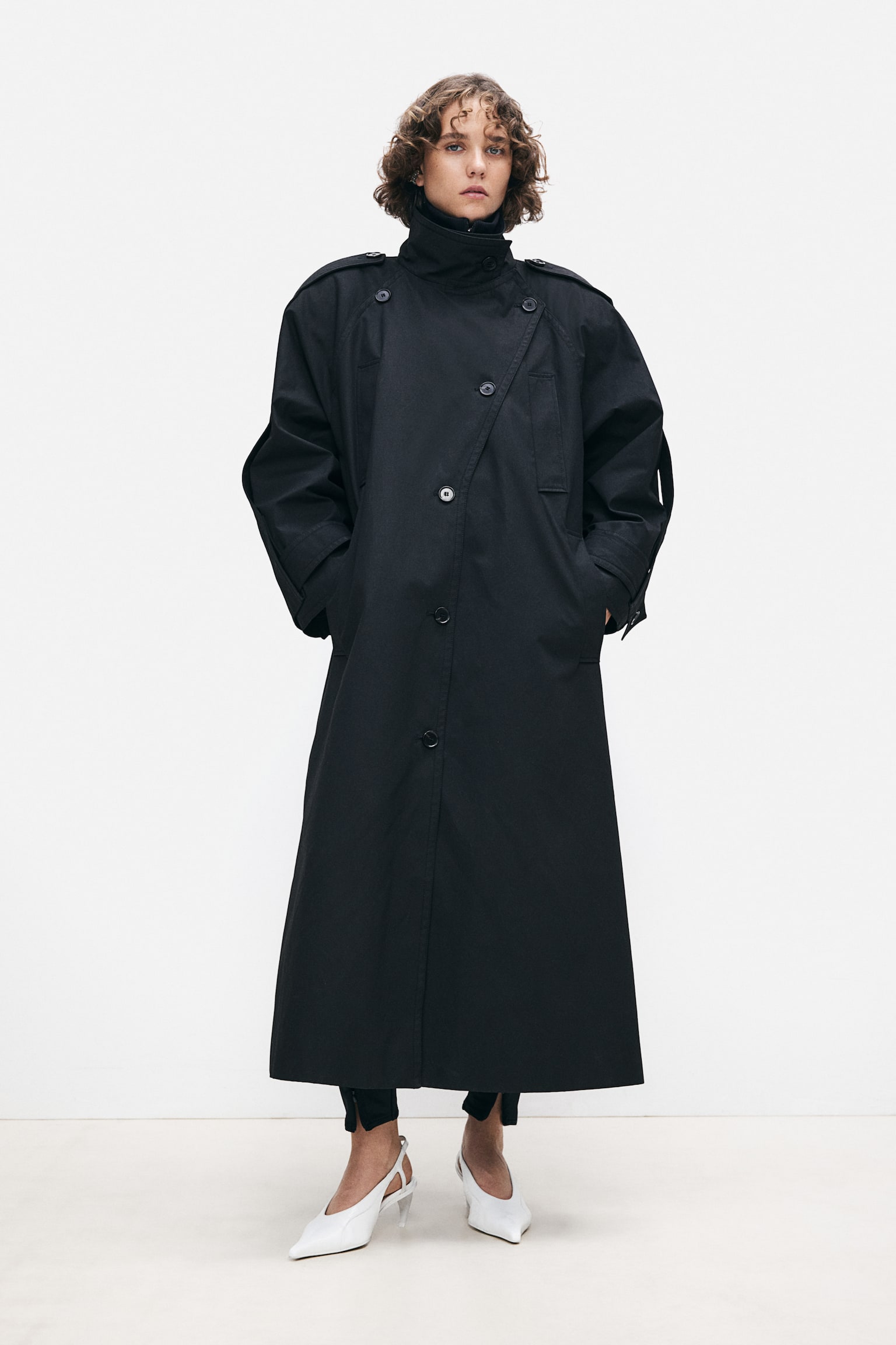 Oversized Cotton Trench Coat - Dark grey - 7