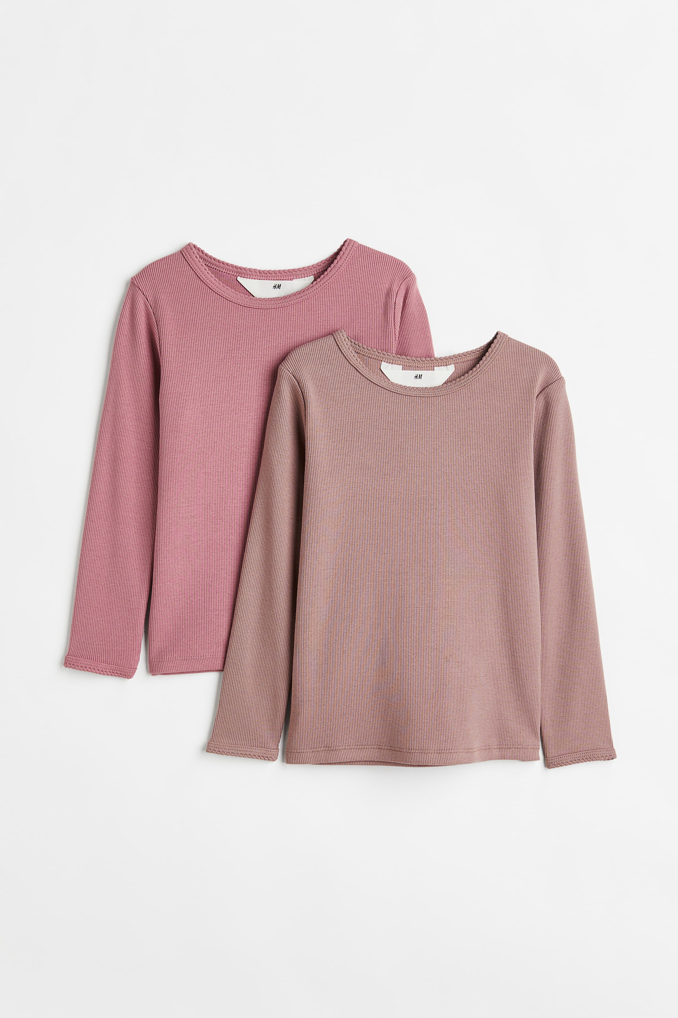 View larger image: 2-pack ribbed cotton tops - Old rose/Beige-pink - Kids | H&M 1