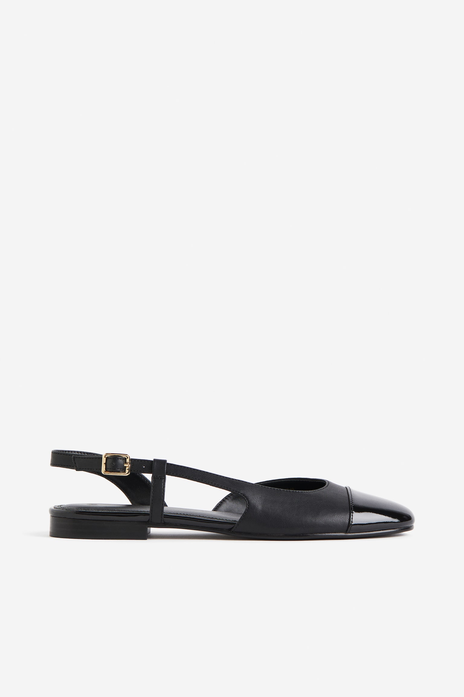 Slingback Ballet Flats - Black/Light beige/Black - 2