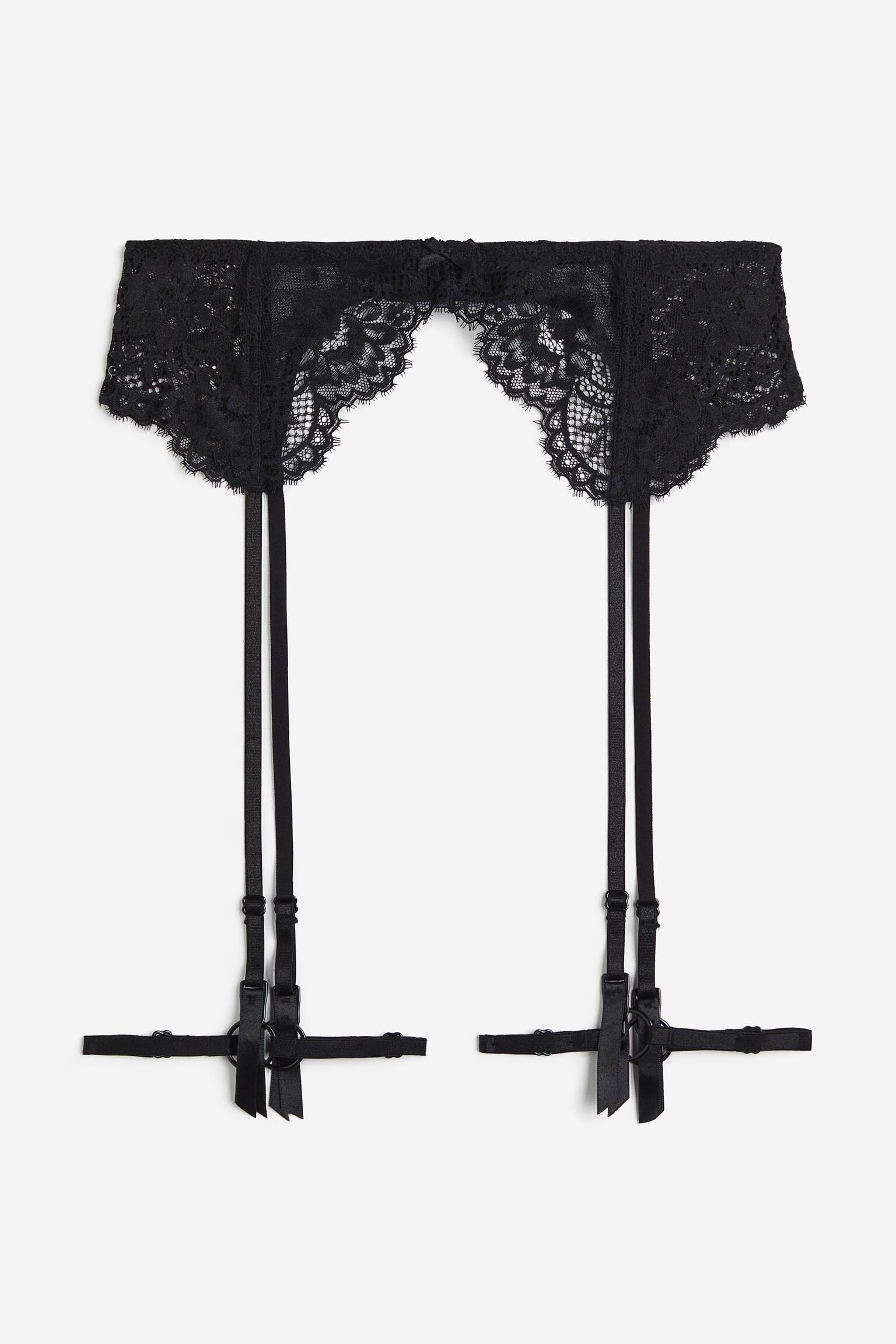 Lace Suspender Belt - Black - 1