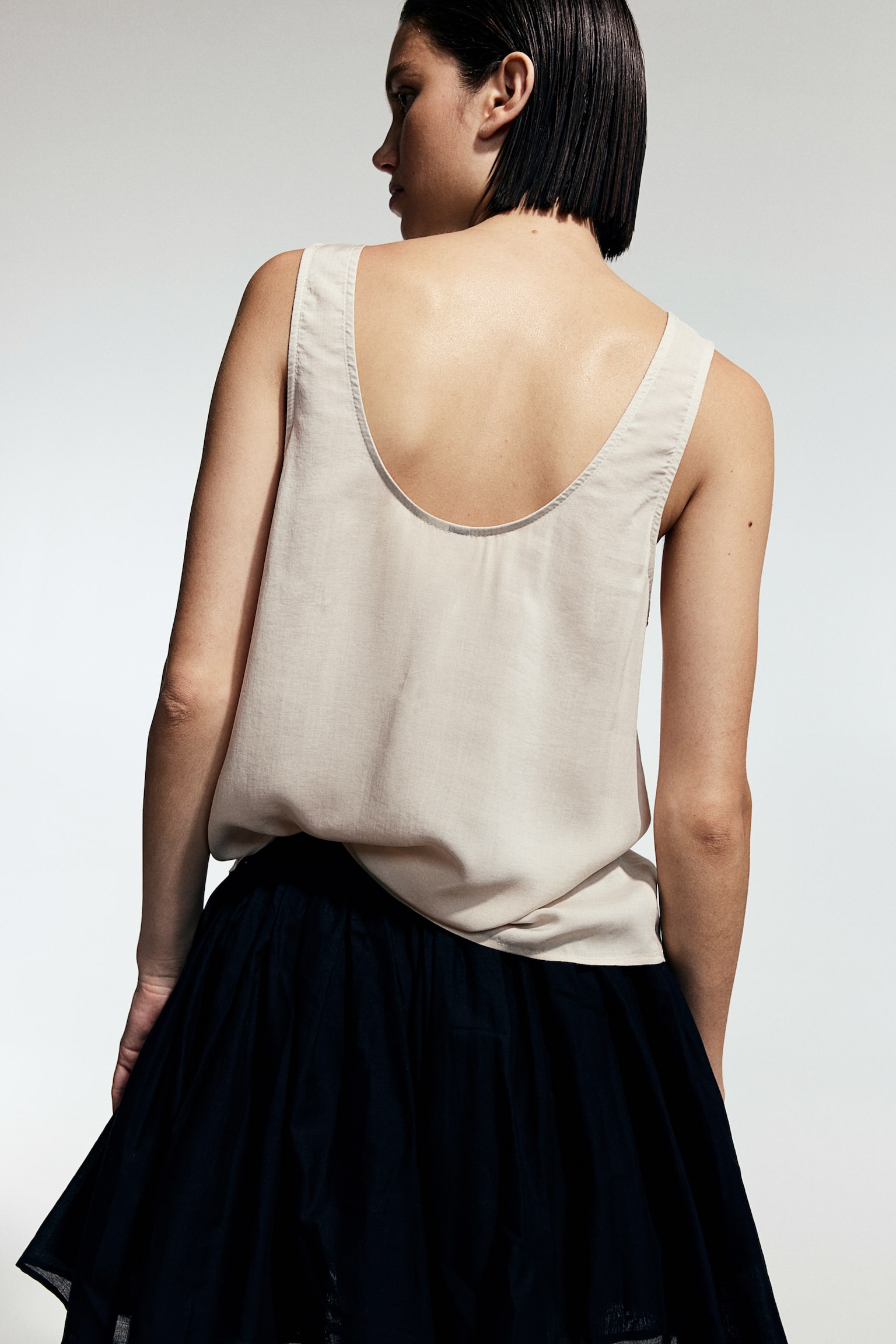 Button Front Tank - Light beige/Dark grey/White - 5