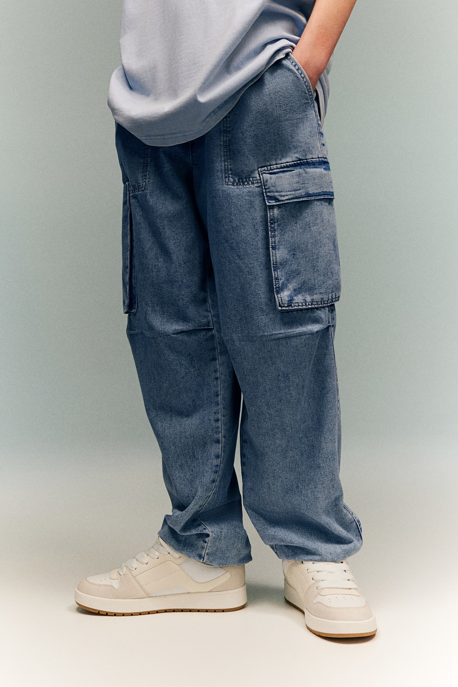 Parachute Pants - Denim blue/Beige/Dark grey - 4