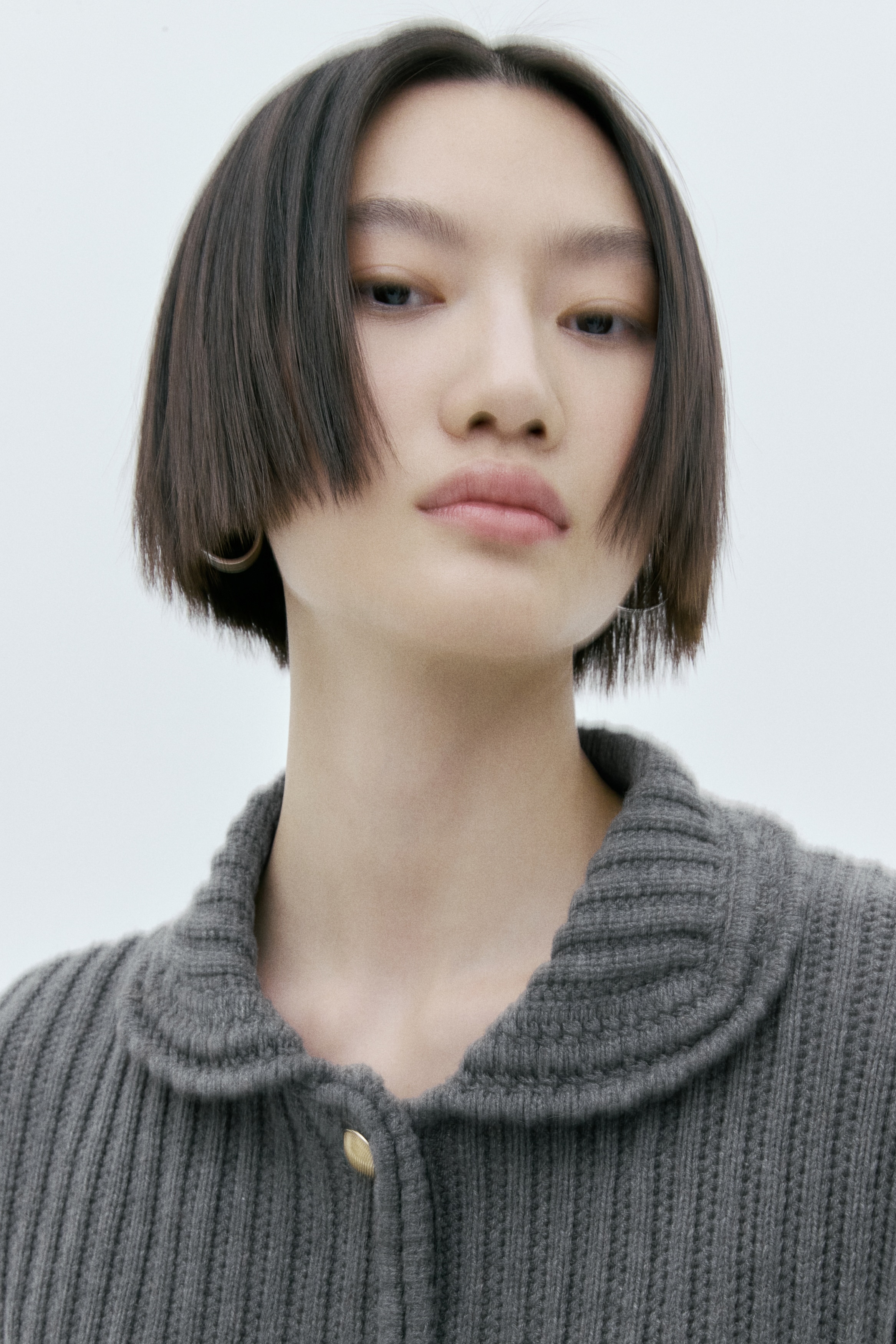 襟付きカーディガン - グレーメランジ - レディース | H&M JP
