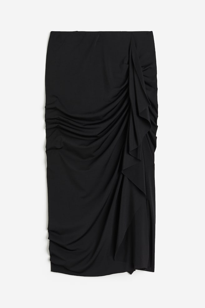 Flounce-detail skirt - Black - 2