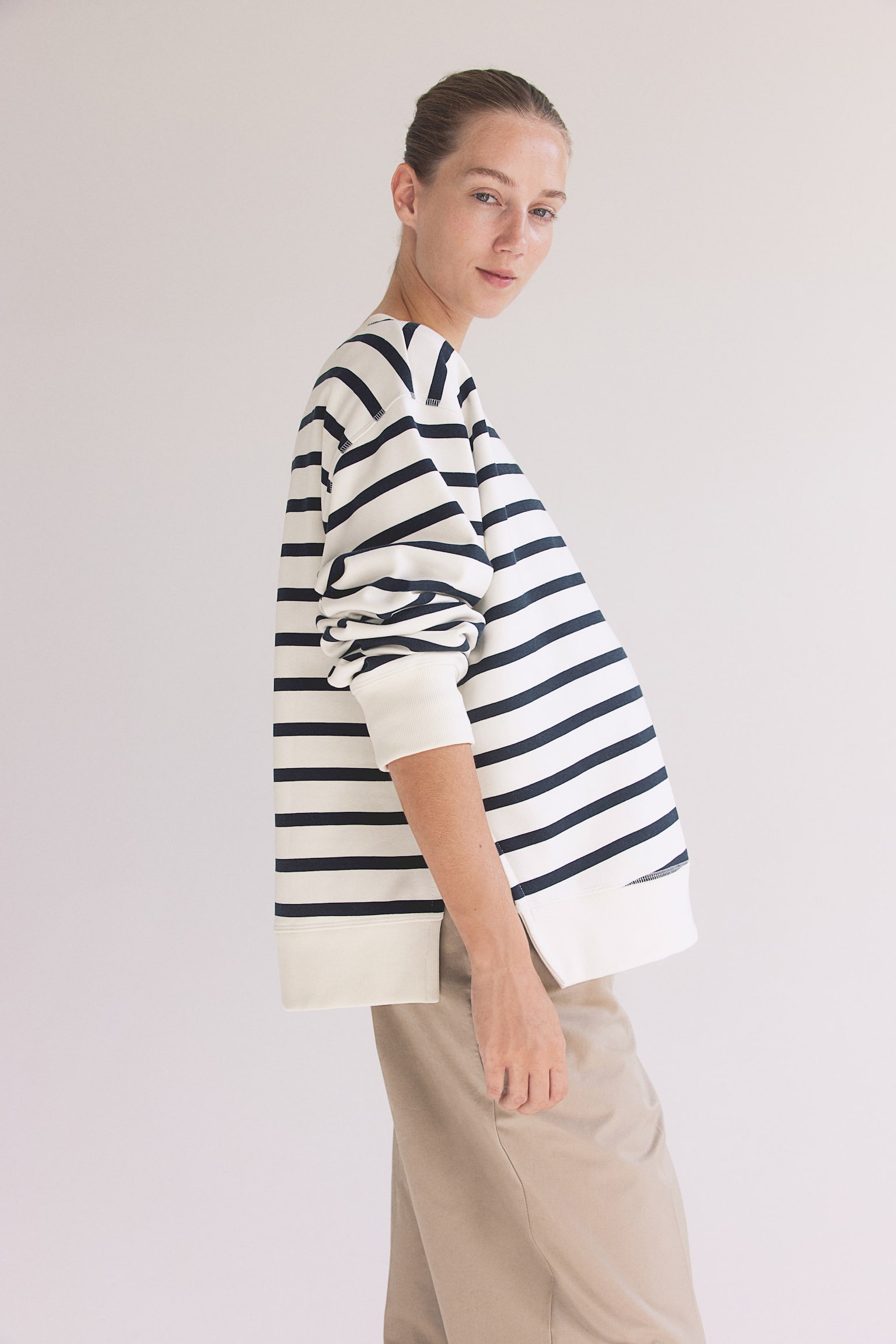 MAMA Sweatshirt - White/Striped/Light grey marl - 1