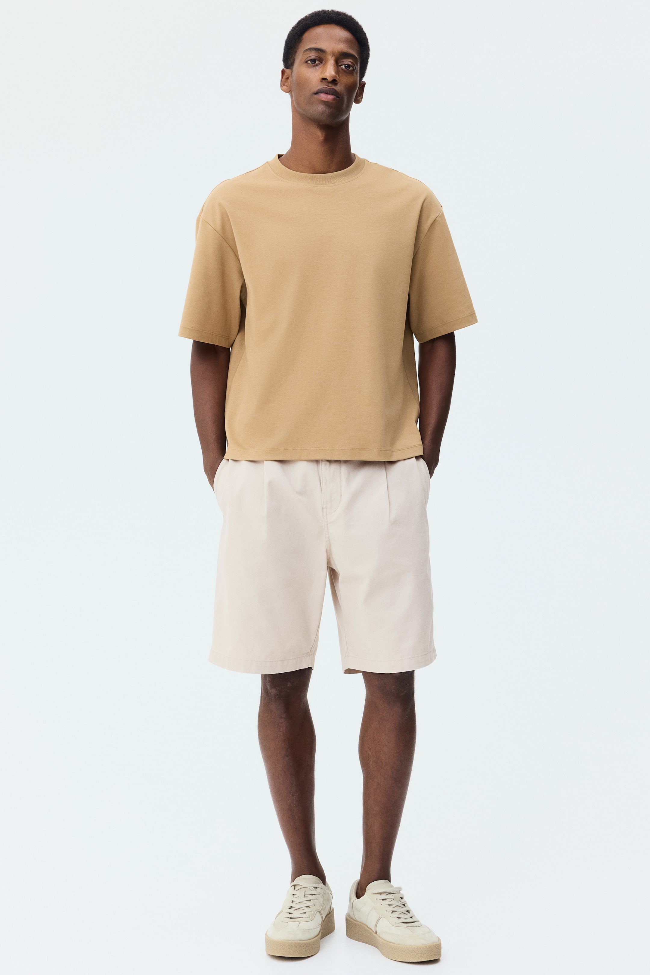 View larger image: Relaxed-Fit Cotton Chino Shorts - Beige - Men | H&M US 1