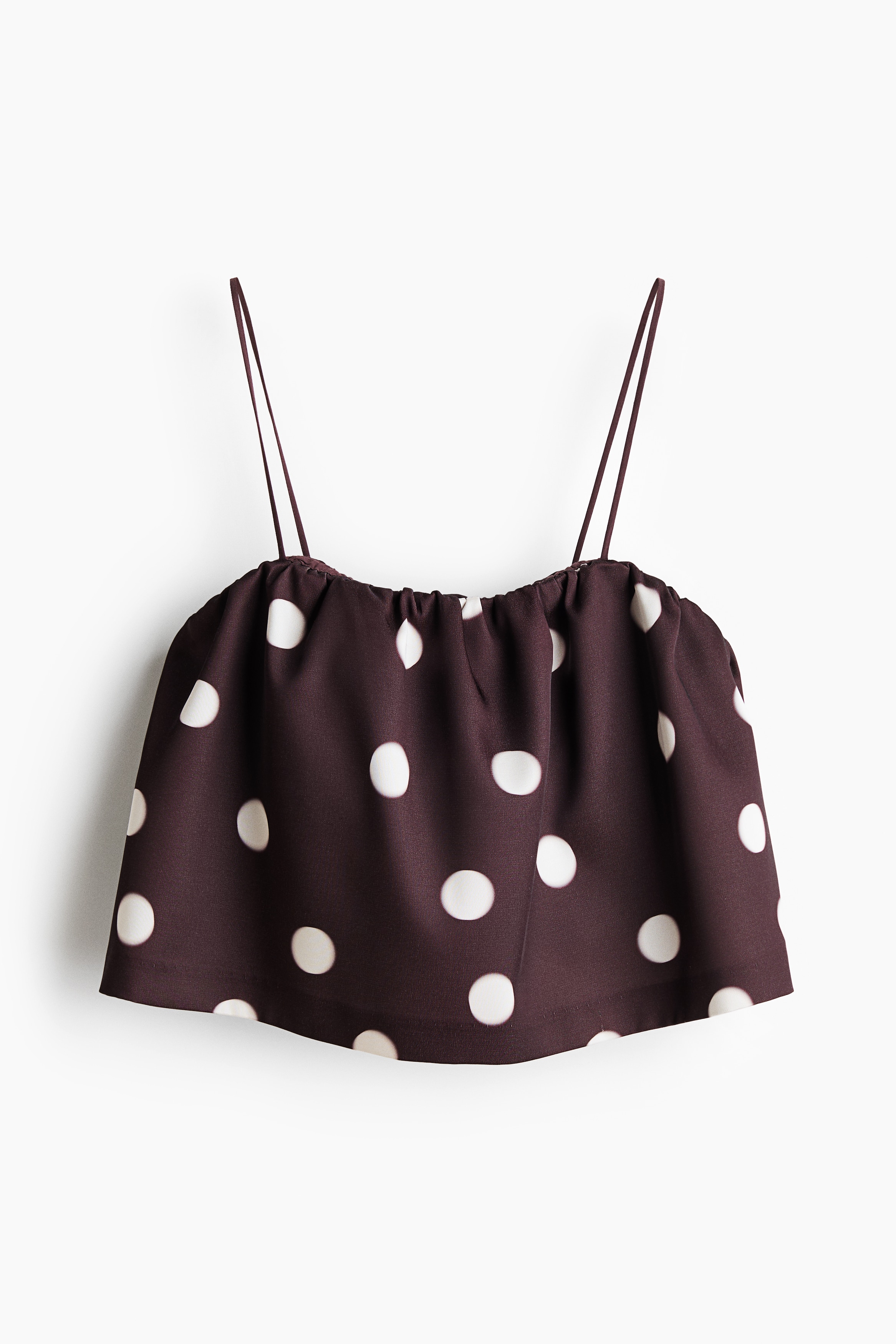 Gathered Strappy Top - Dark brown/polka dot